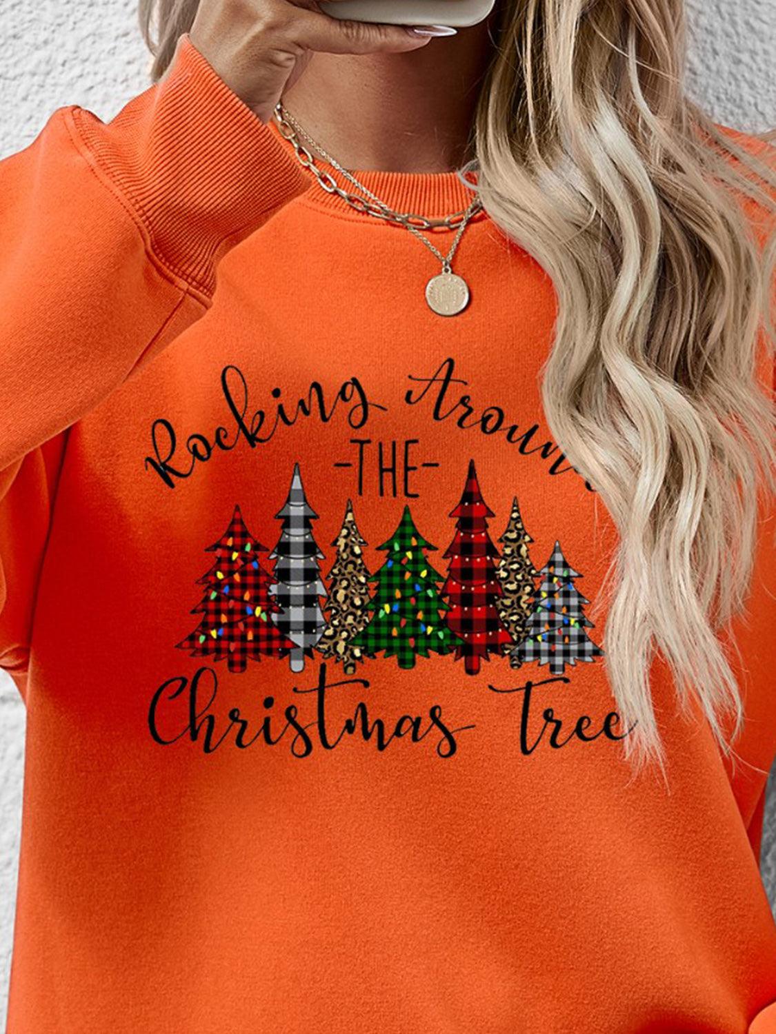 Christmas Tree Graphic Round Neck Sweatshirt - Bona Fide Fashion