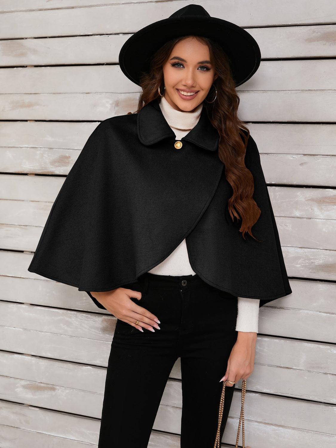 Collared Neck Cropped Cape - Bona Fide Fashion