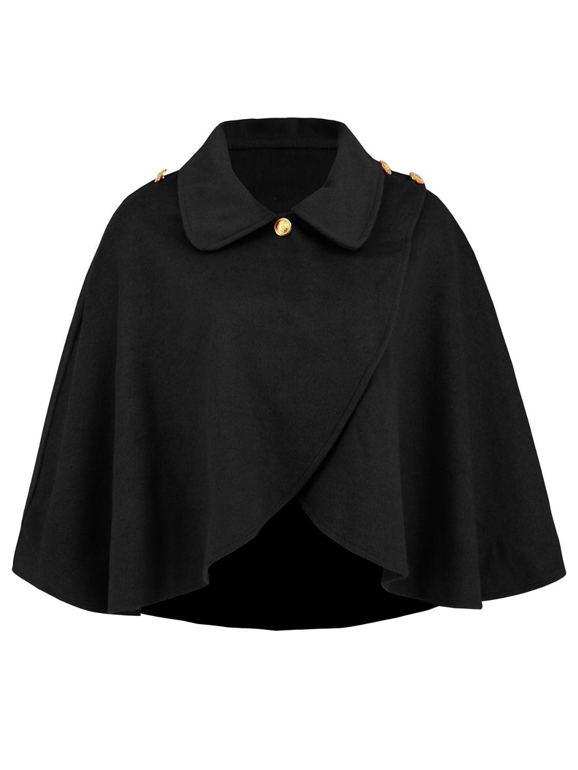 Collared Neck Cropped Cape - Bona Fide Fashion