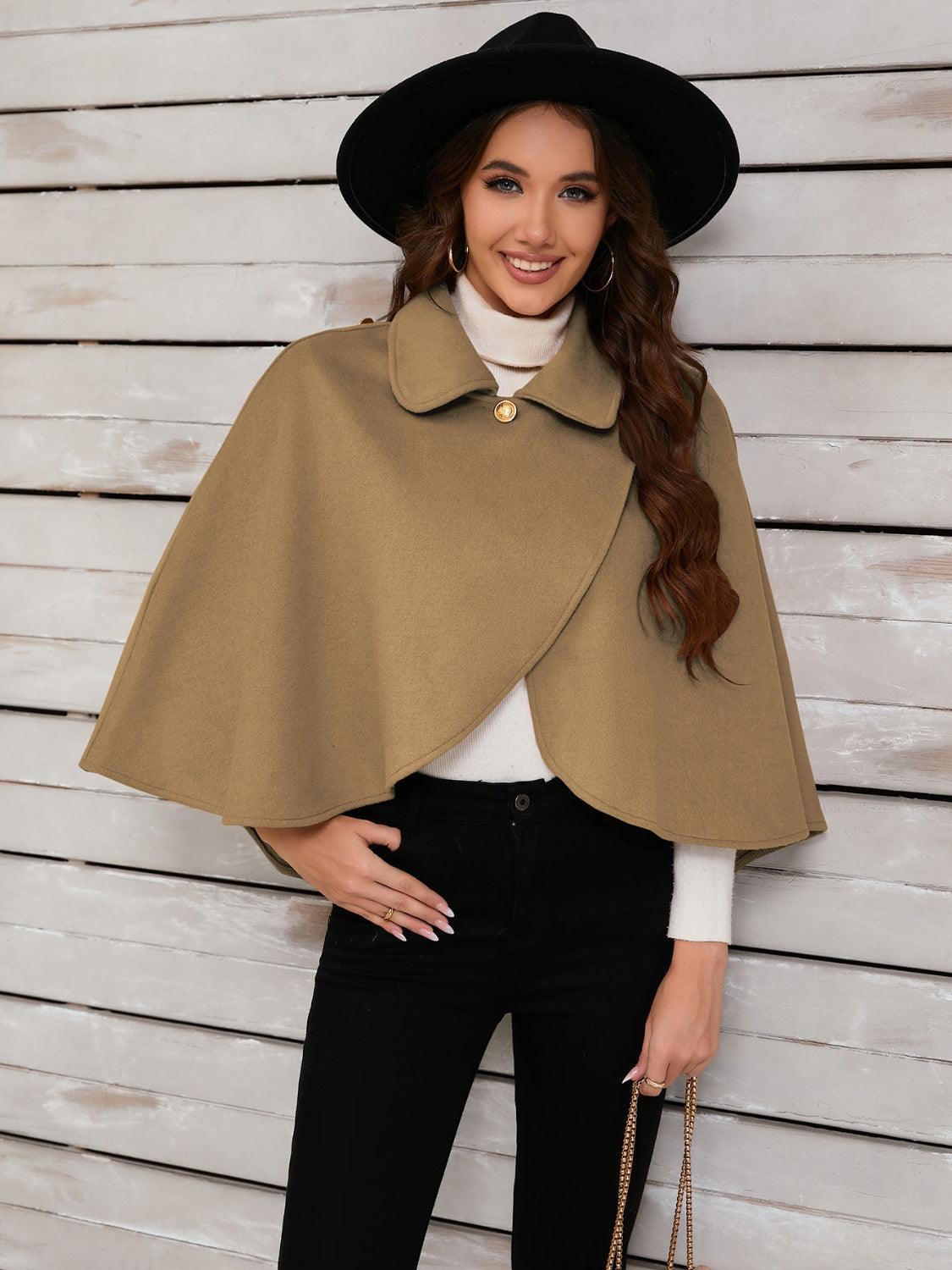 Collared Neck Cropped Cape - Bona Fide Fashion