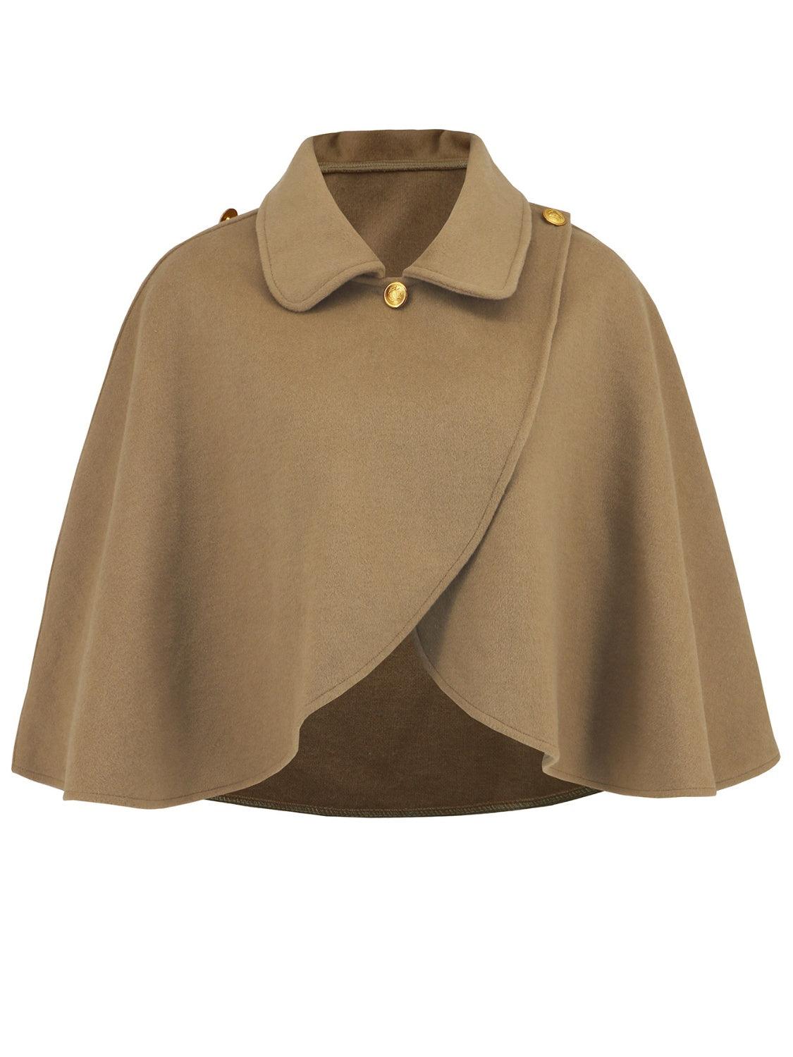 Collared Neck Cropped Cape - Bona Fide Fashion