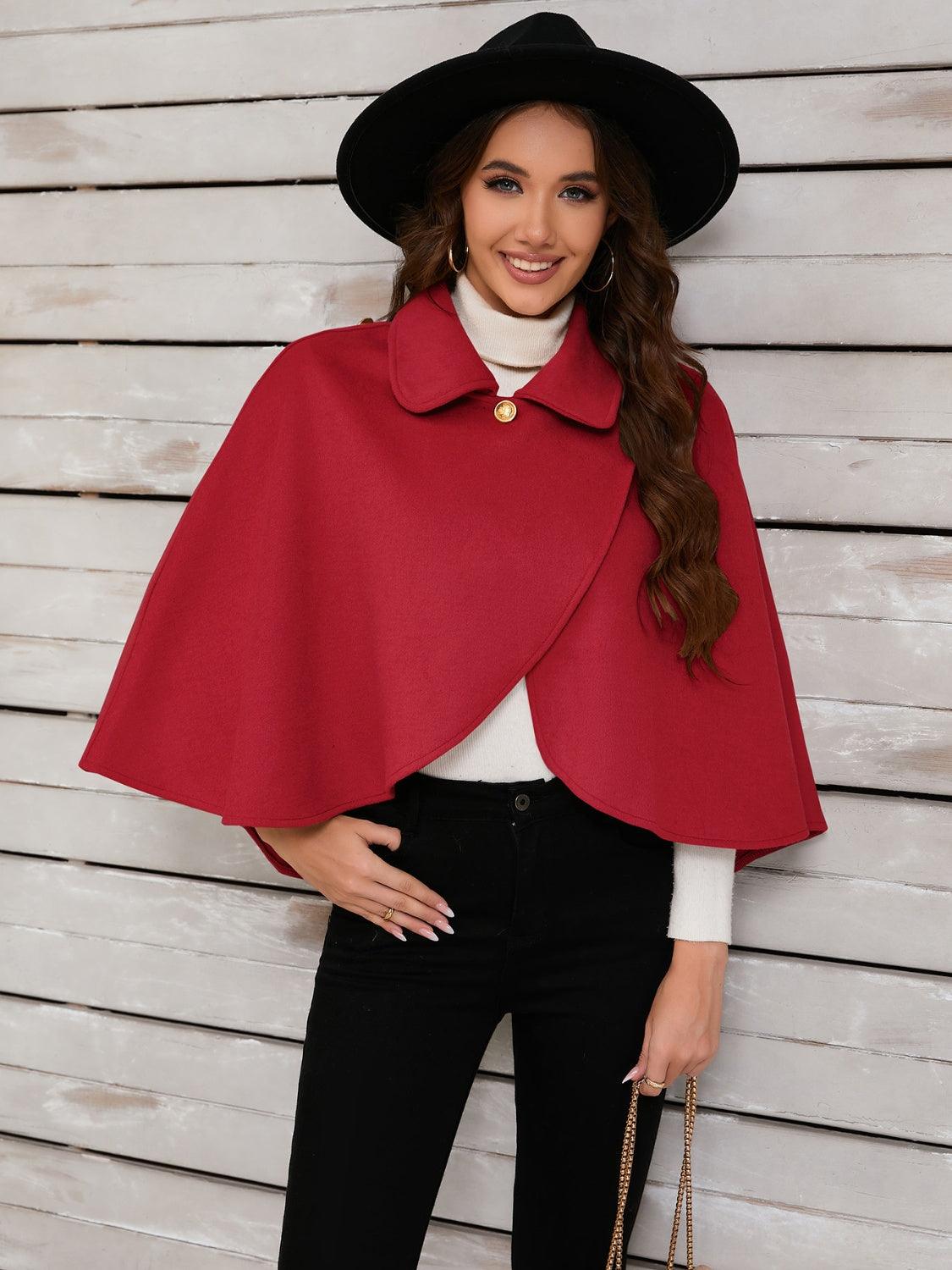 Collared Neck Cropped Cape - Bona Fide Fashion