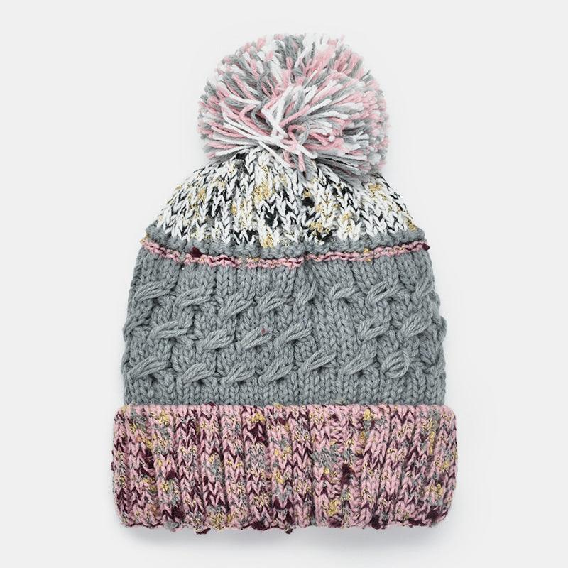 Contrast Thermal Hat with Pompom - Bona Fide Fashion