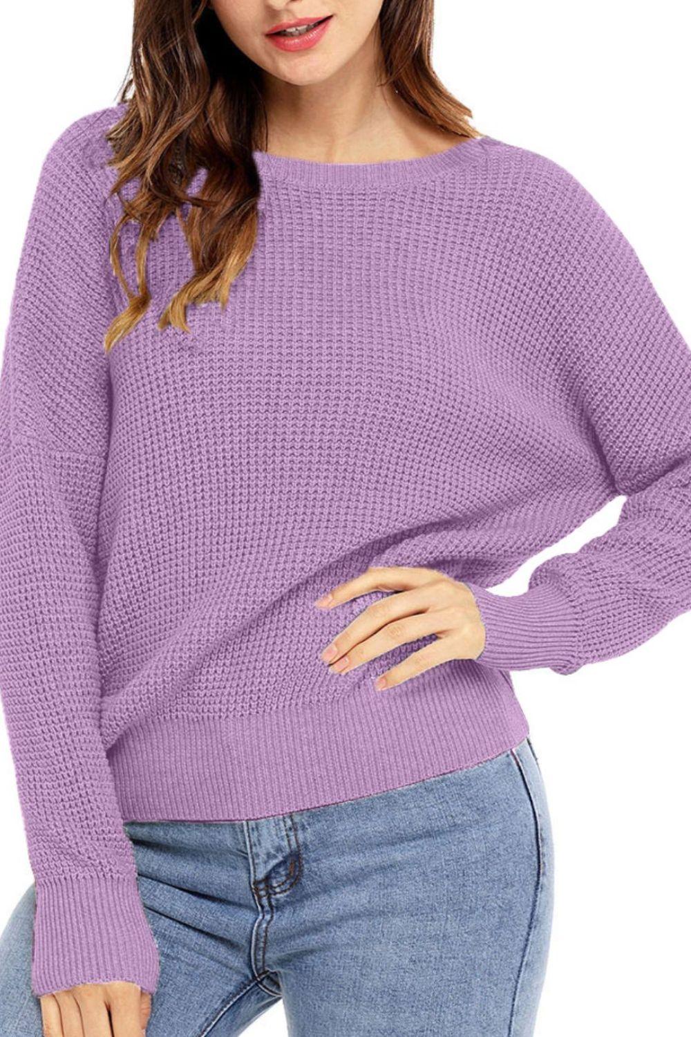 Crisscross Back Boat Neck Sweater - Bona Fide Fashion