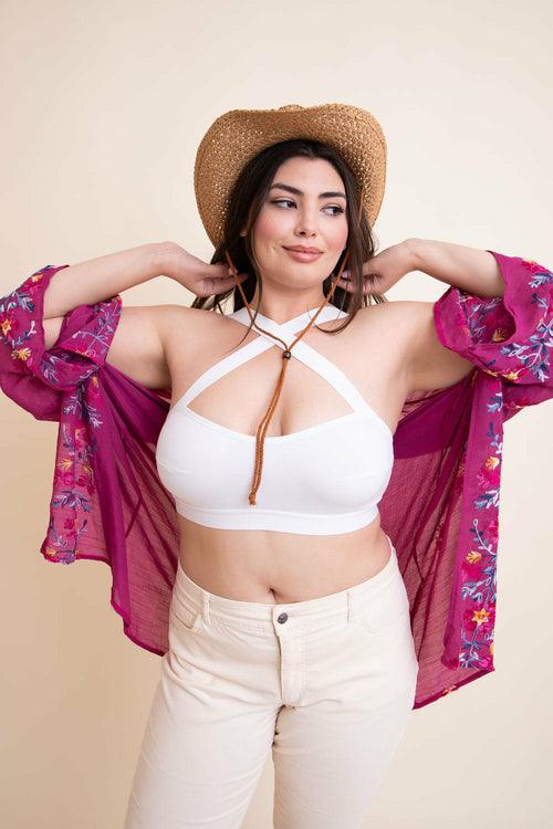 Cross Front Bralette Plus Size - Bona Fide Fashion