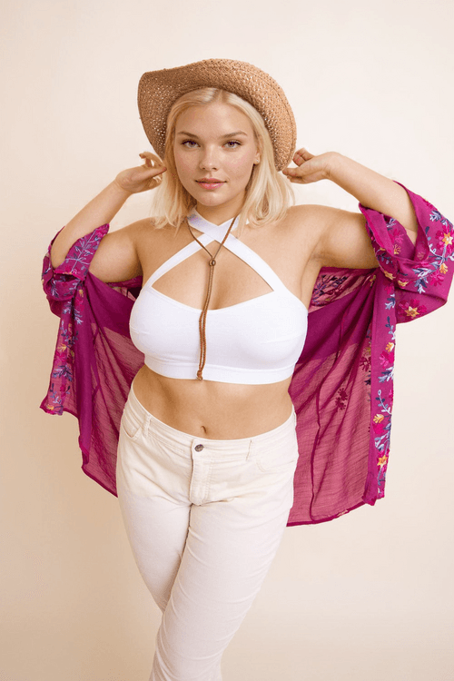 Cross Front Bralette Plus Size - Bona Fide Fashion