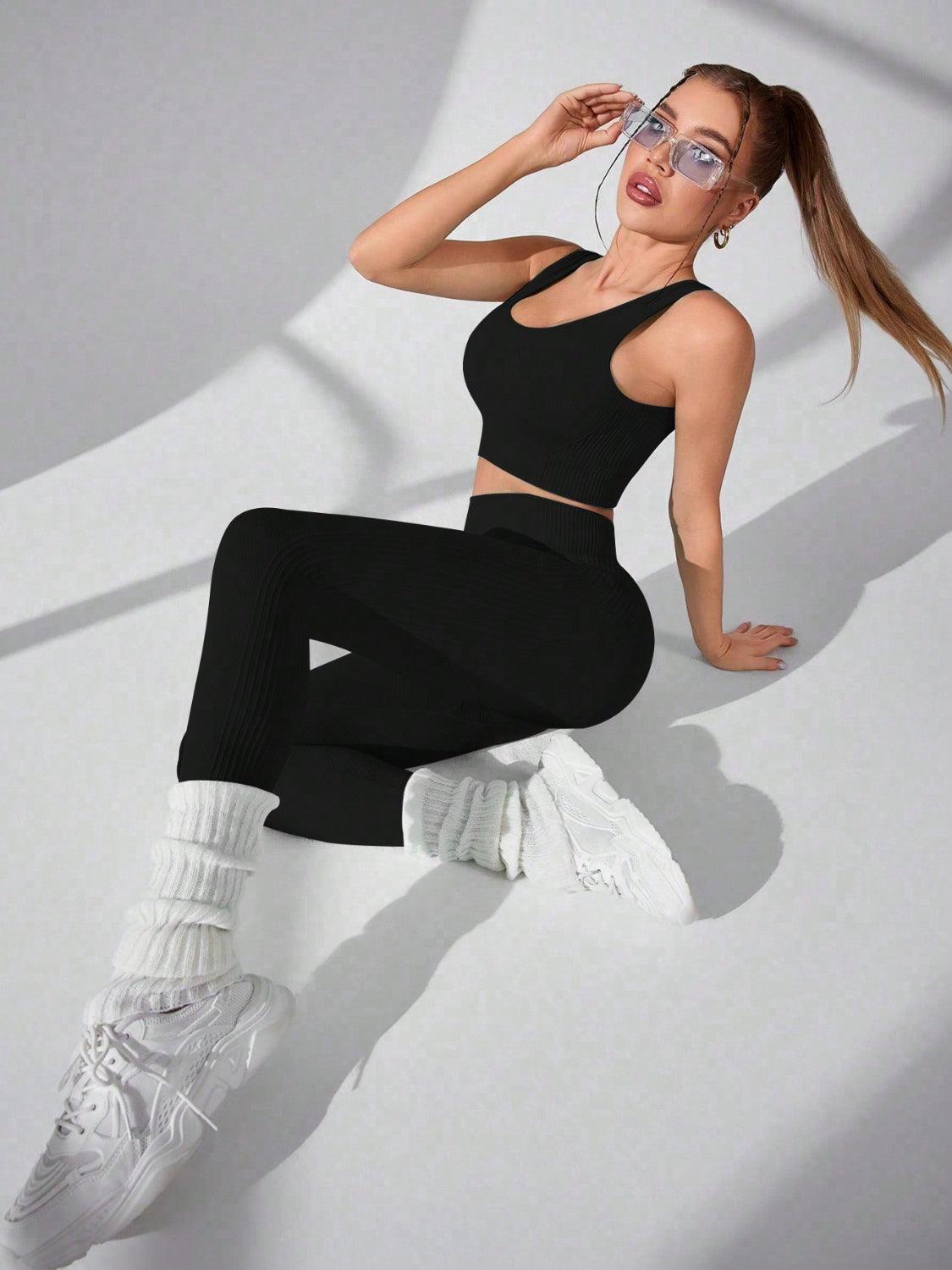 Scoop Neck Wide Strap Top and Pants Active Set - Bona Fide Fashion