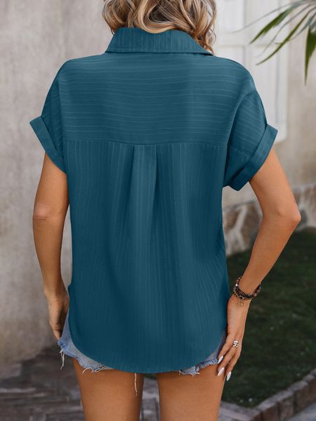 Shoulder Drop Short Sleeved Casual Shirt HEDZ6DT4XU