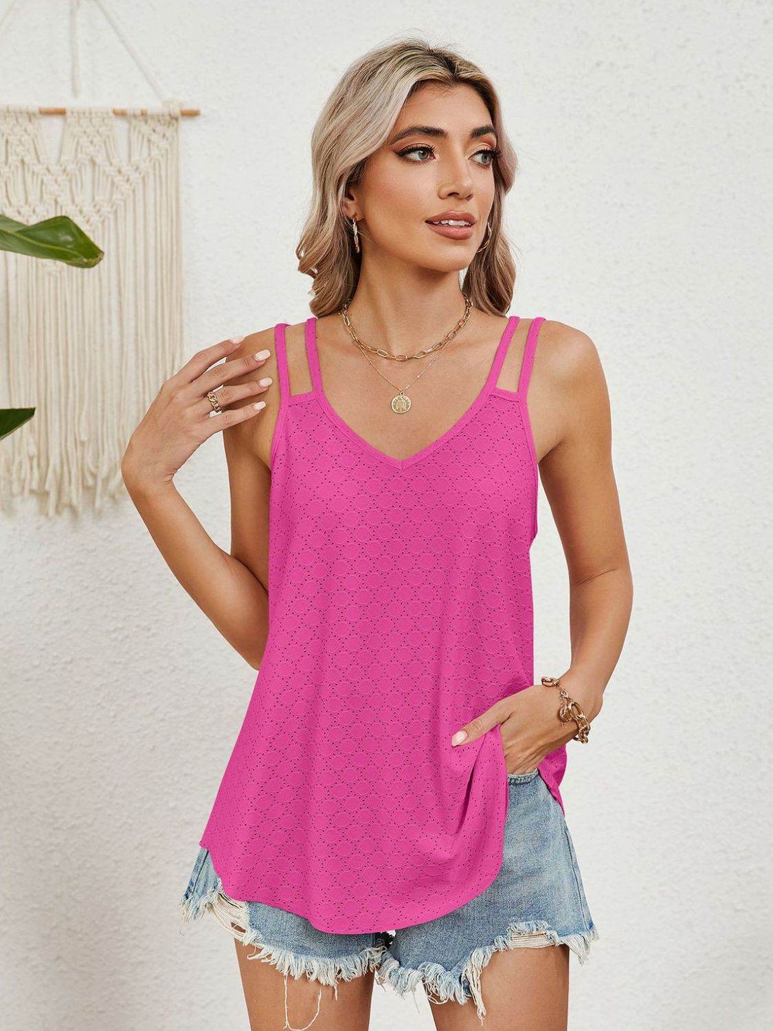 Florira Cutout Eyelet Tank - Bona Fide Fashion
