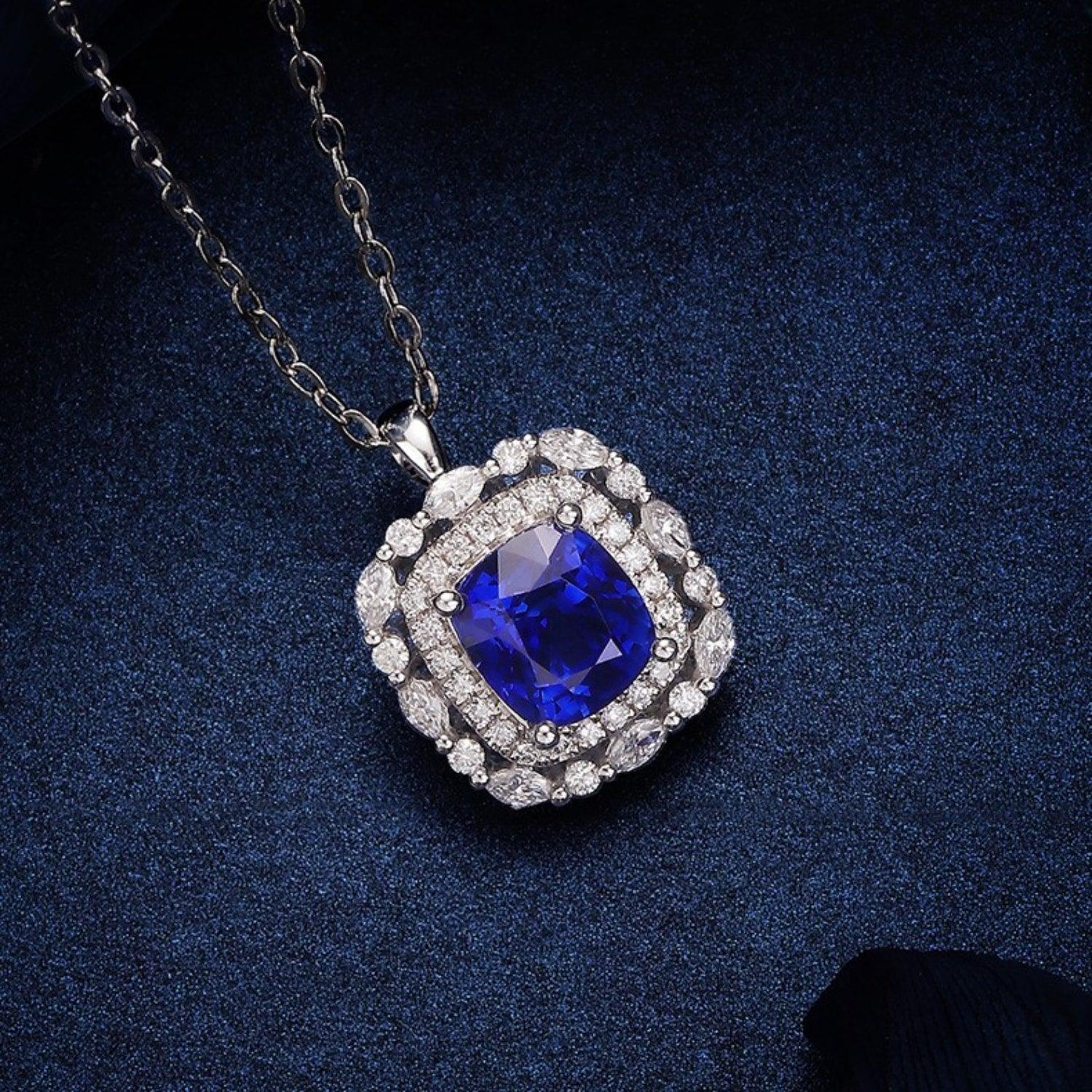 Silver-Plated Artificial Gemstone Pendant Necklace - Bona Fide Fashion