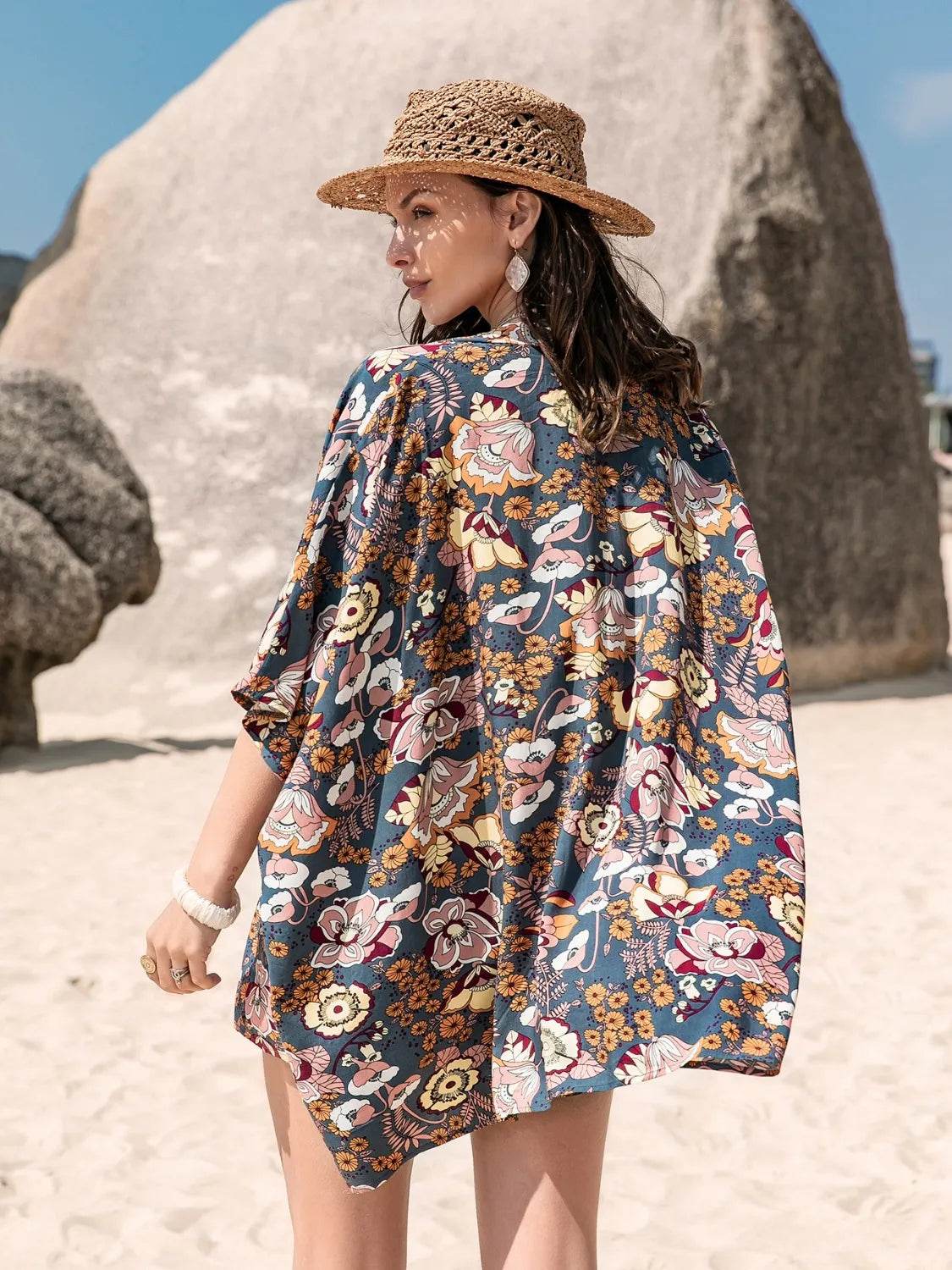 Printed Bra, Cover-Up, and Shorts Set – 3-Piece Beachwear Outfit for Women - Bona Fide Fashion