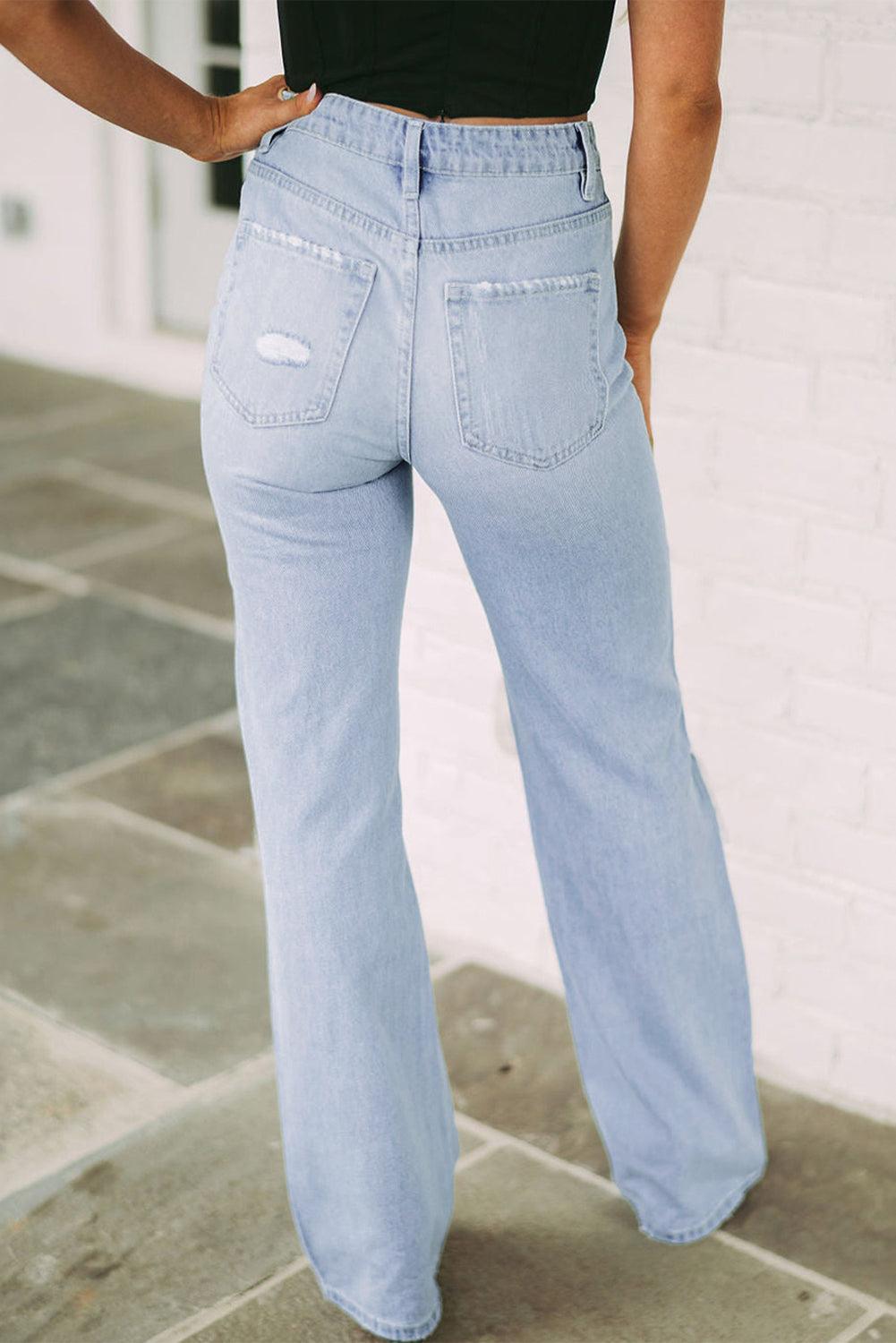 Distressed High Waist Jeans - Bona Fide Fashion