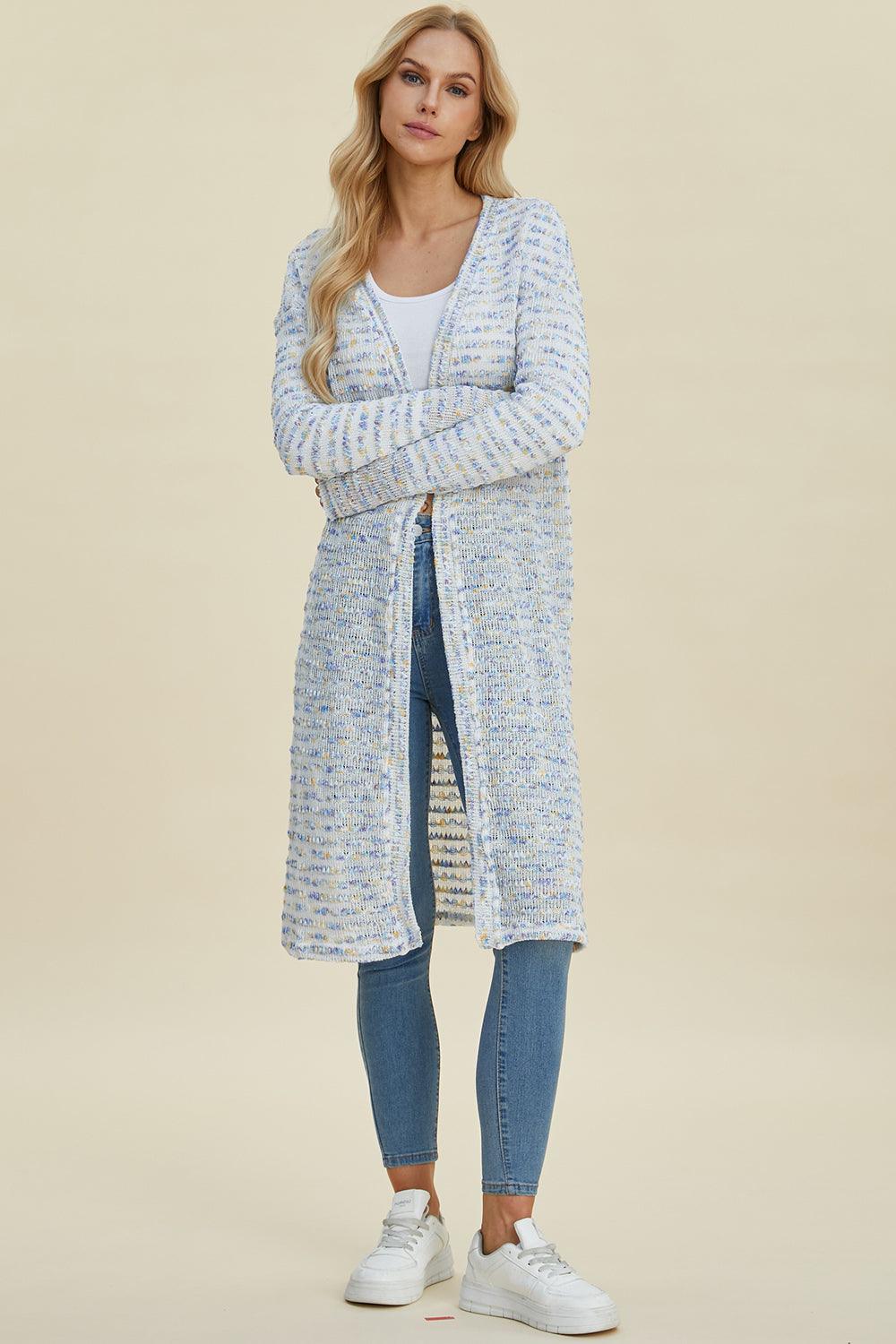 Double Take Full Size Open Front Longline Cardigan - Bona Fide Fashion