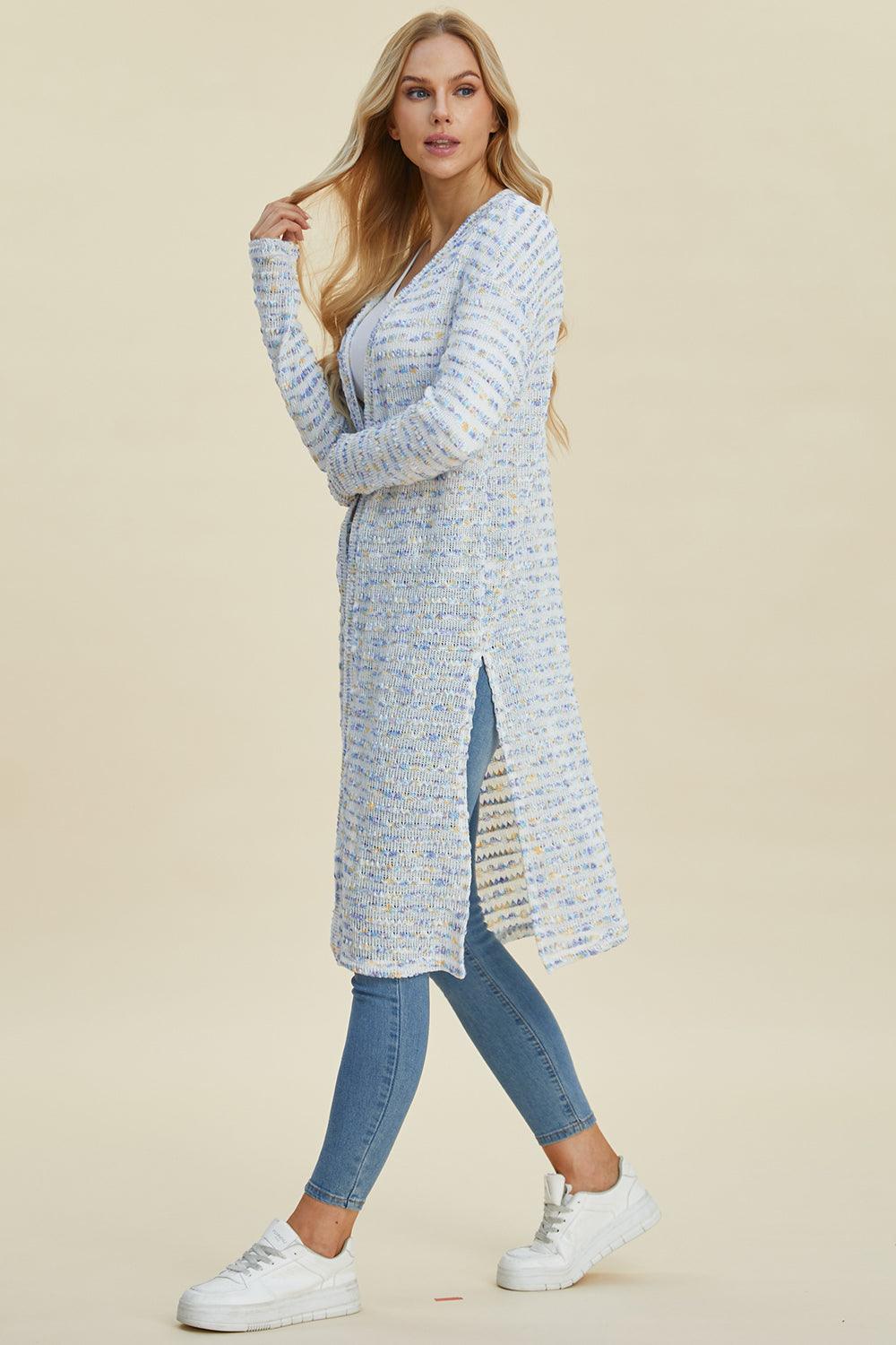 Double Take Full Size Open Front Longline Cardigan - Bona Fide Fashion