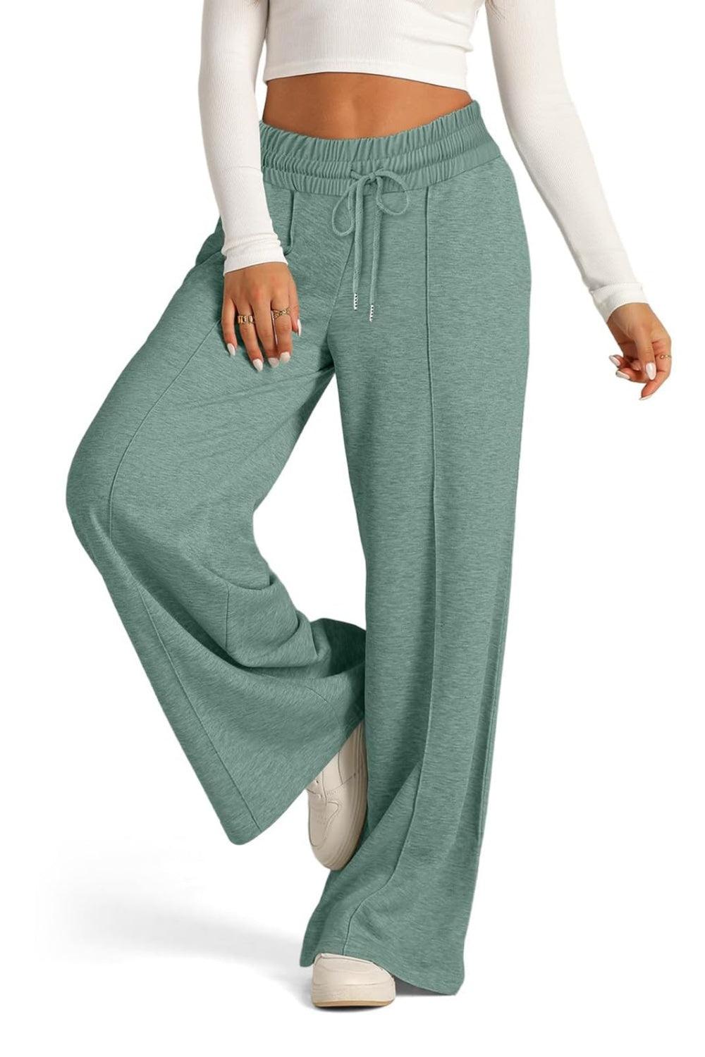 Drawstring Elastic Waist Wide Leg Pants - Bona Fide Fashion