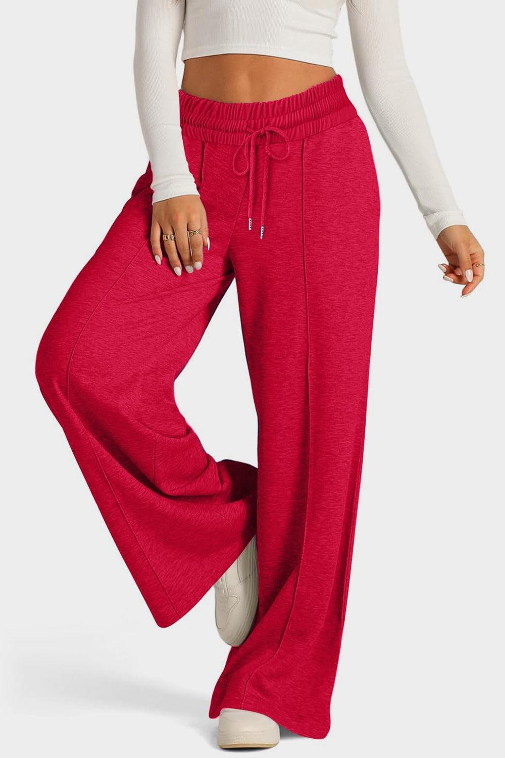 Drawstring Elastic Waist Wide Leg Pants - Bona Fide Fashion