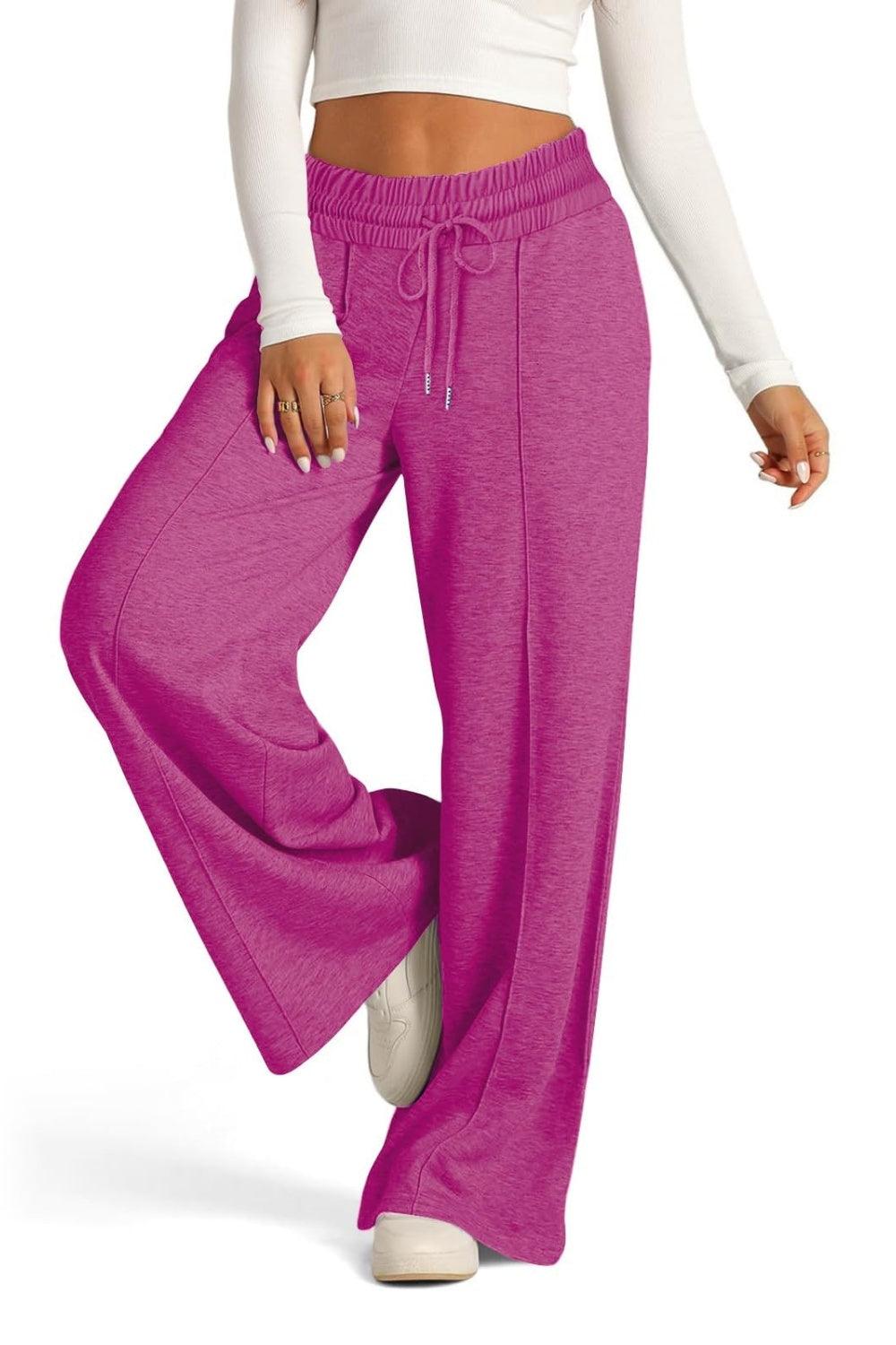 Drawstring Elastic Waist Wide Leg Pants - Bona Fide Fashion