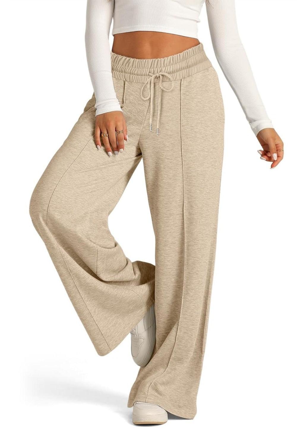 Drawstring Elastic Waist Wide Leg Pants - Bona Fide Fashion