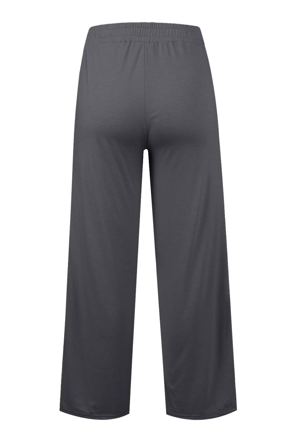 Drawstring Elastic Waist Wide Leg Pants - Bona Fide Fashion