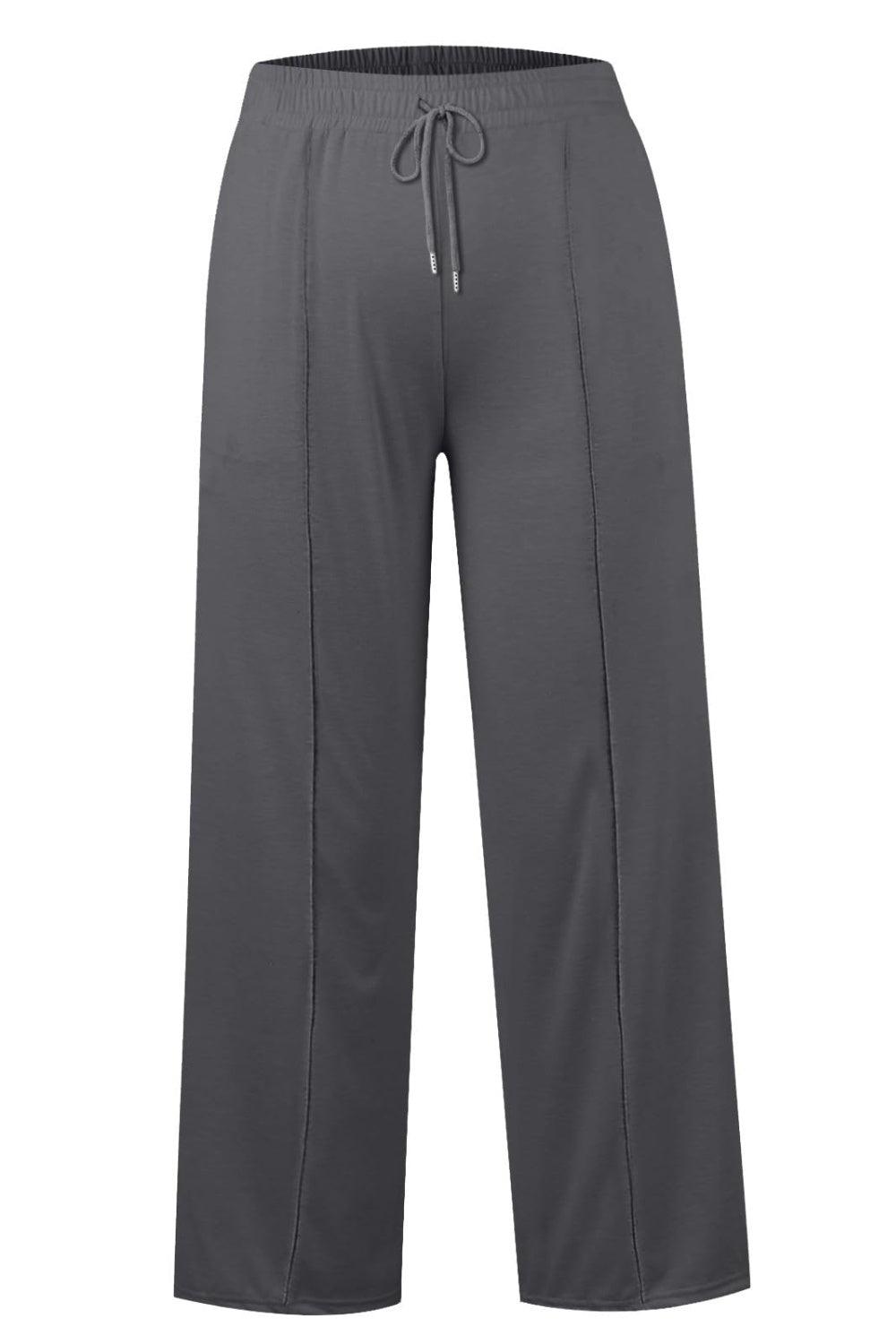 Drawstring Elastic Waist Wide Leg Pants - Bona Fide Fashion