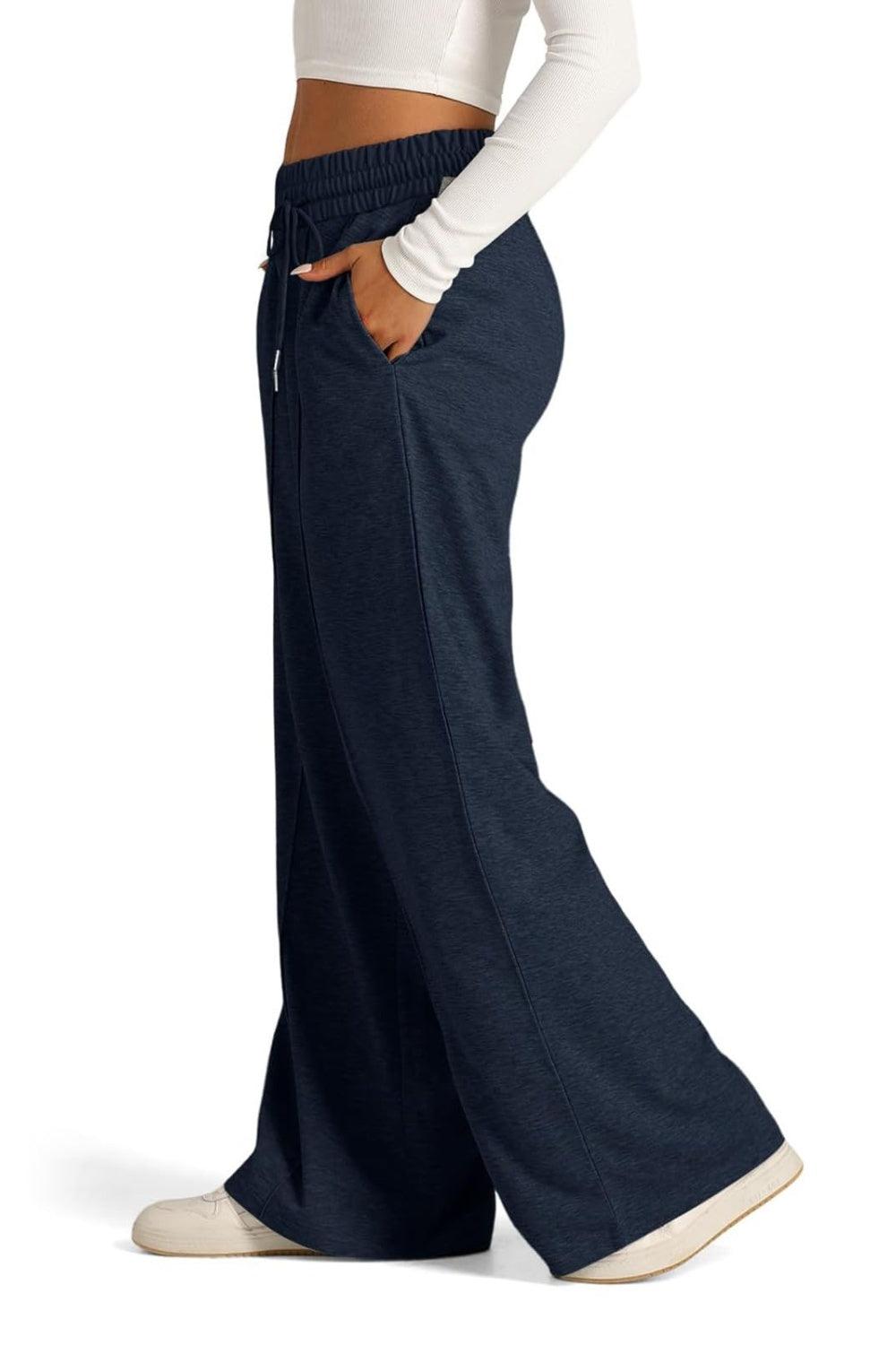 Drawstring Elastic Waist Wide Leg Pants - Bona Fide Fashion