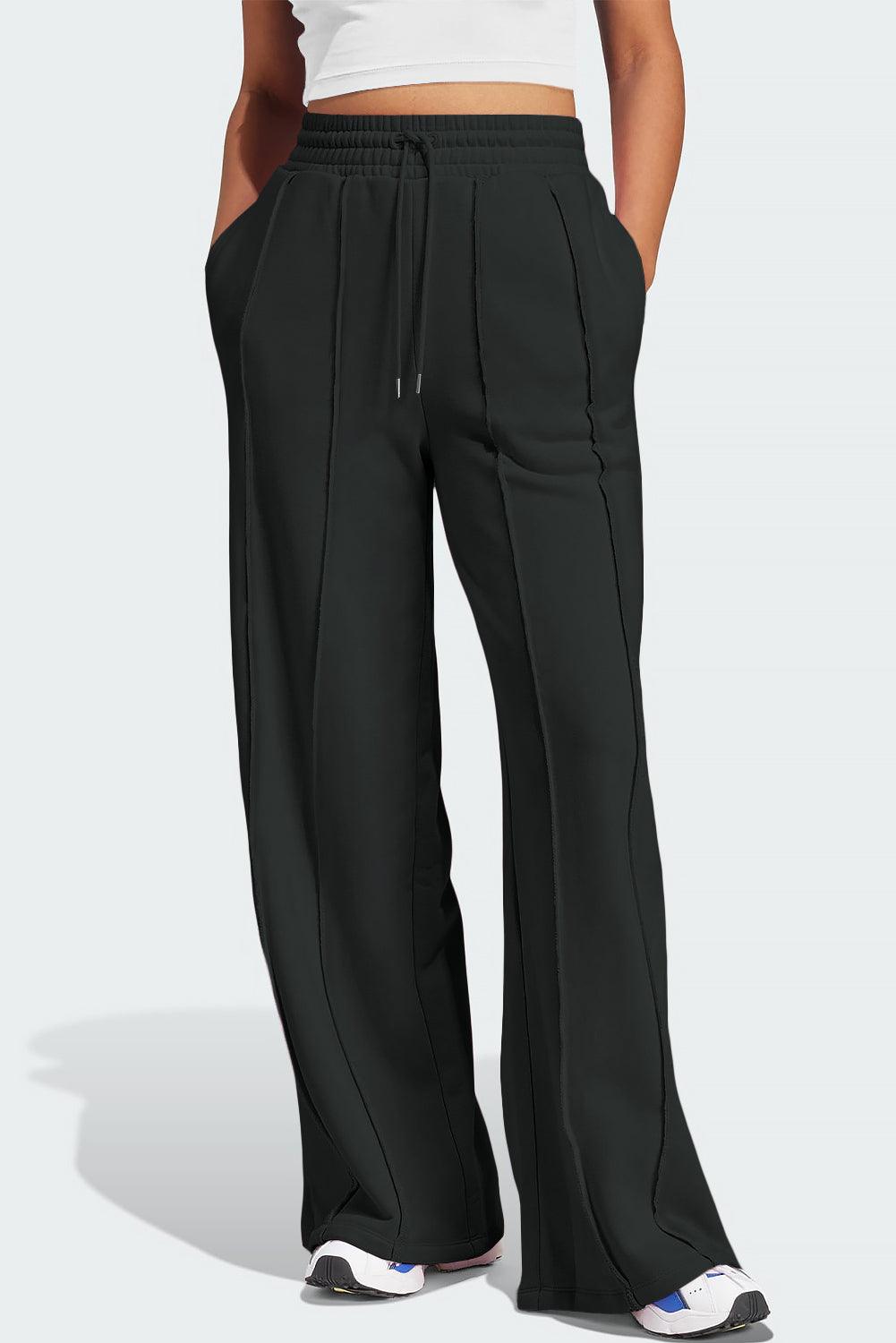 Drawstring Wide Leg Active Pants - Bona Fide Fashion