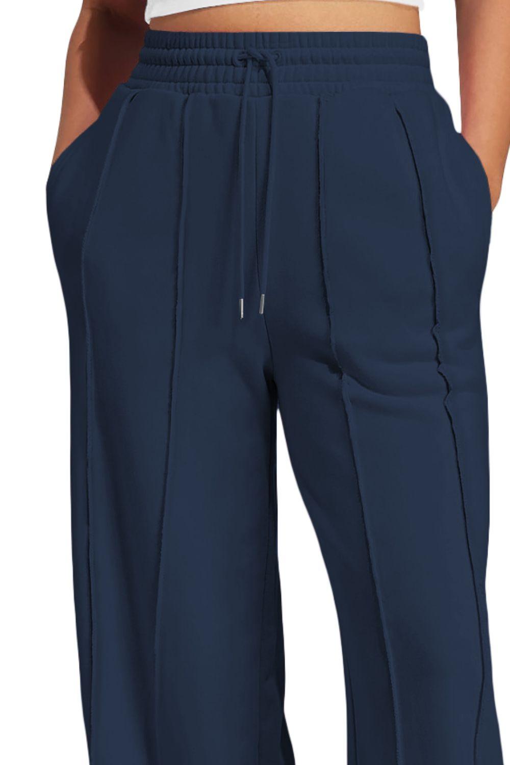 Drawstring Wide Leg Active Pants - Bona Fide Fashion