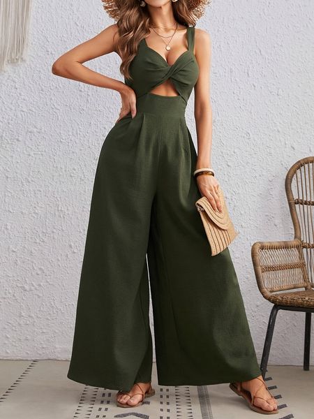 Temperament Suspender Wide-Leg Jumpsuits HEHW3TDY6U