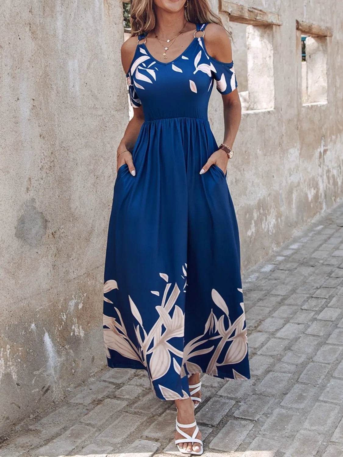 Printed Cold Shoulder Dress - Bona Fide Fashion