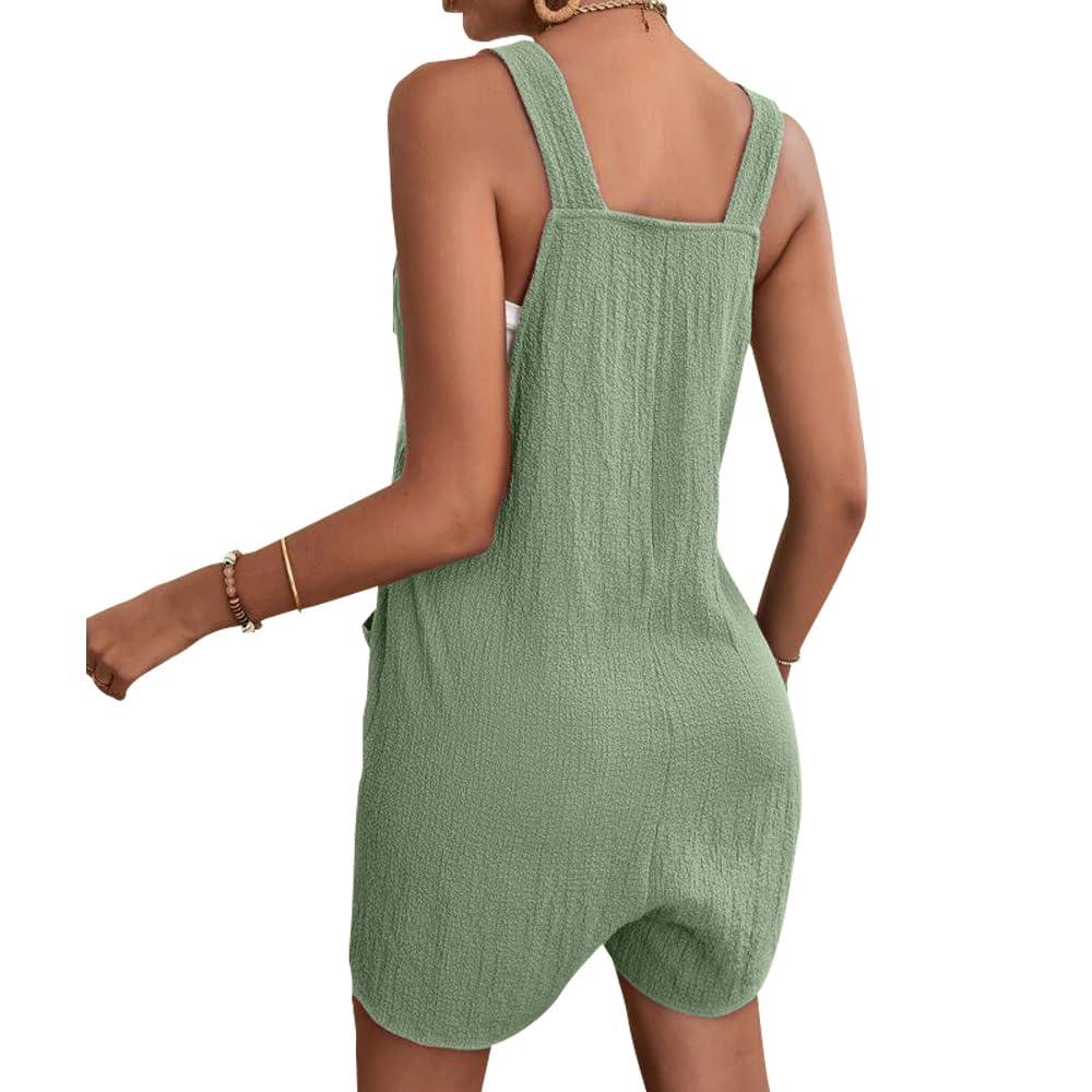 EGUGYDW Summer Rompers for Women Wide Leg Jumpsuit with Pockets Womens Jumpers and Rompers Casual Womens Rompers Army green XS - Bona Fide Fashion