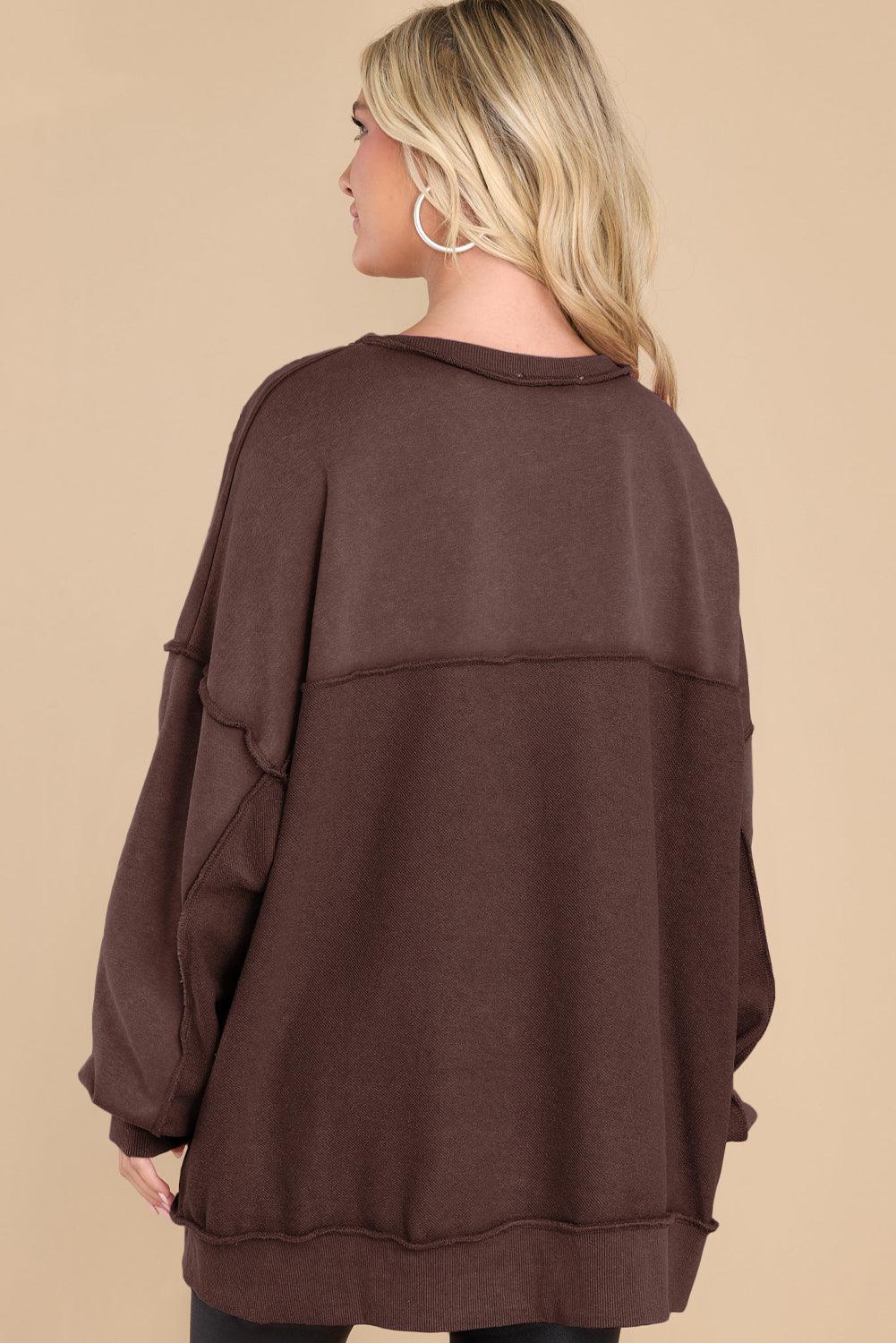 Exposed Seam Long Sleeve Sweatshirt - Bona Fide Fashion