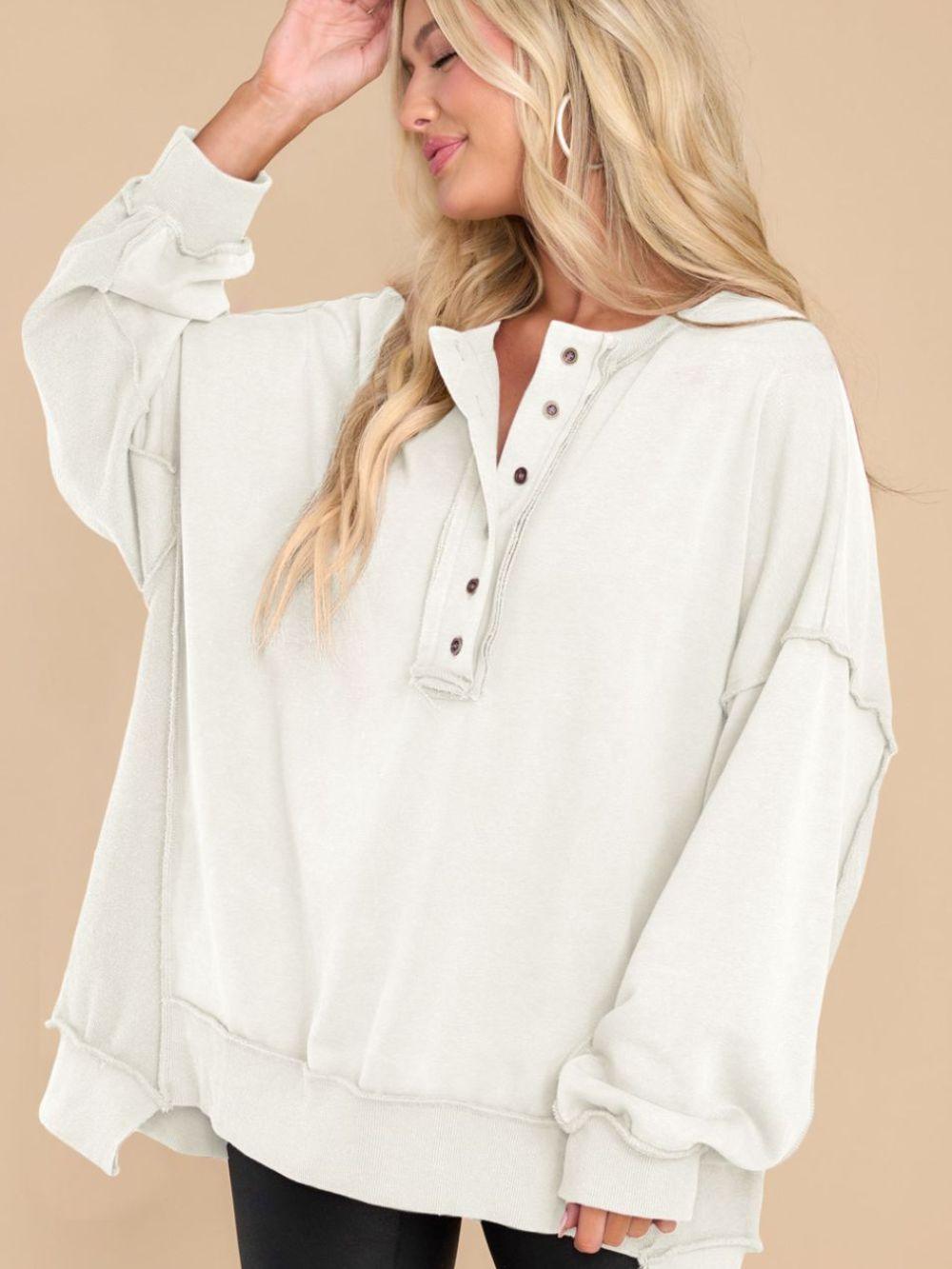 Exposed Seam Long Sleeve Sweatshirt - Bona Fide Fashion