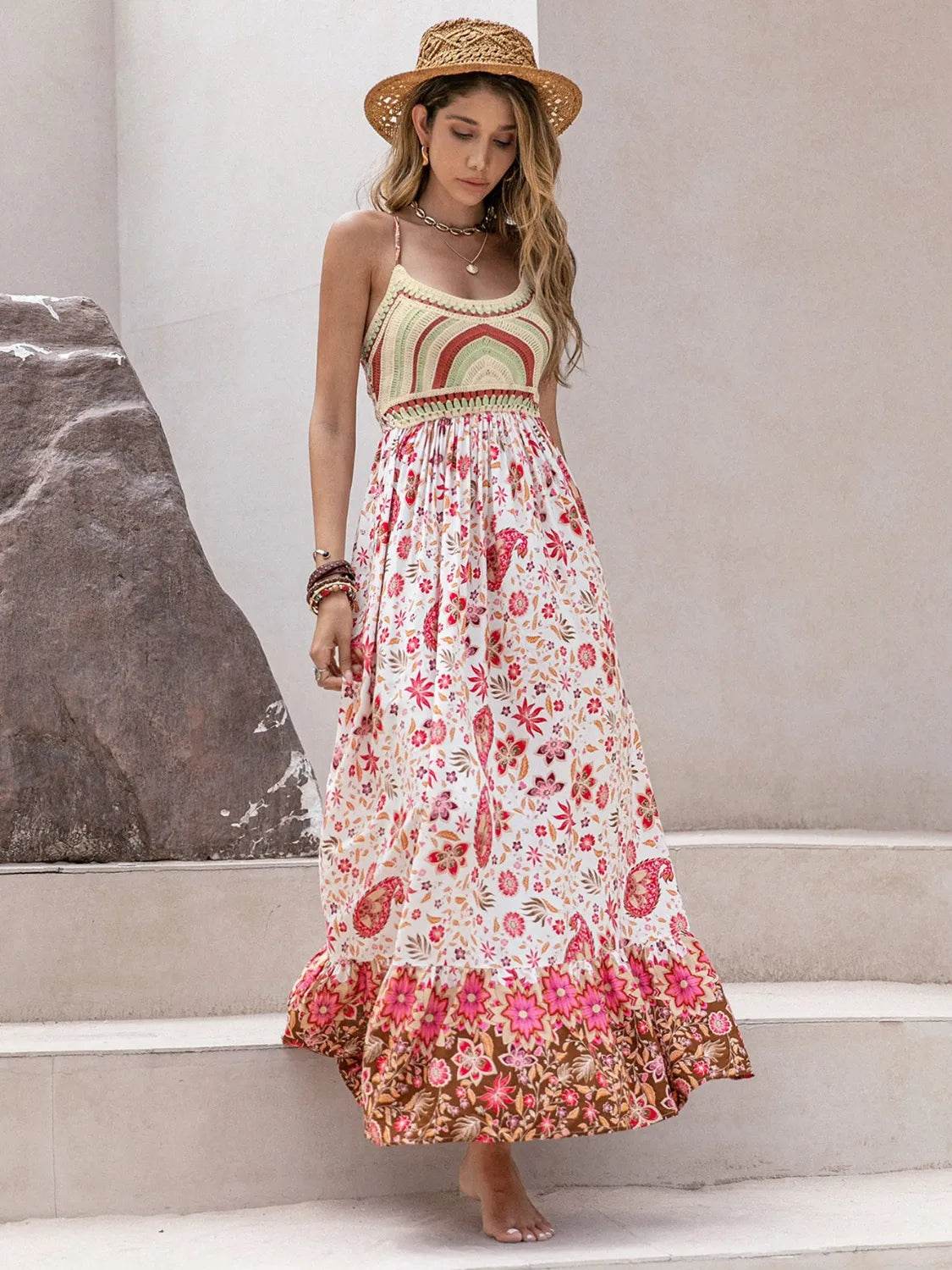 Printed Scoop Neck Cami Dress - Bona Fide Fashion