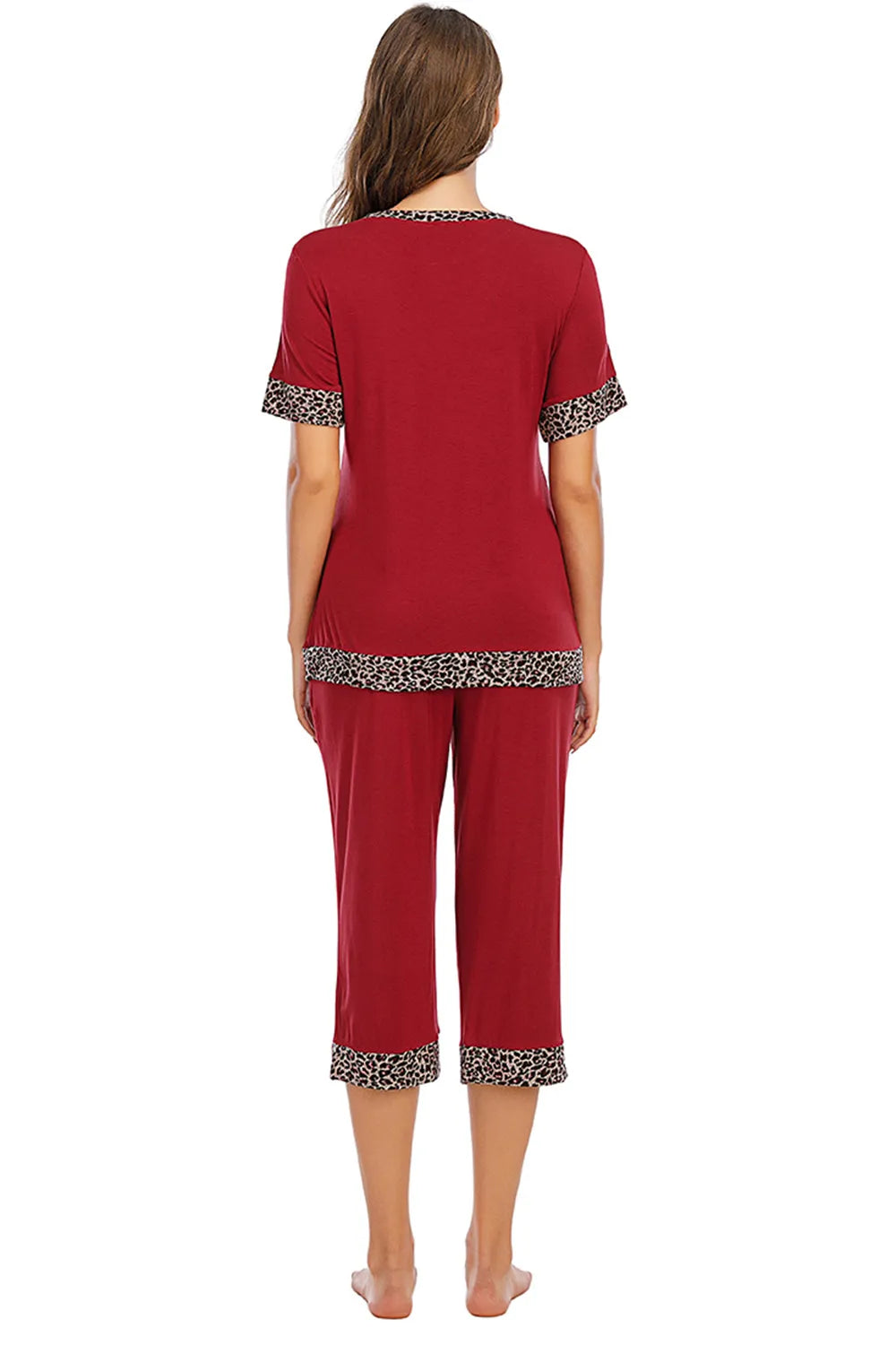 Round Neck Short Sleeve and Capris Pants Lounge Set