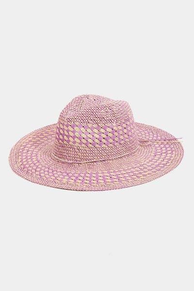 Fame Checkered Straw Weave Sun Hat - Bona Fide Fashion