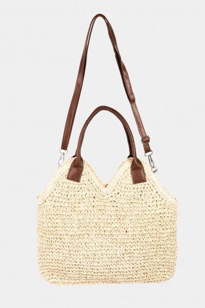 Fame Straw Braided Faux Leather Strap Shoulder Bag - Bona Fide Fashion