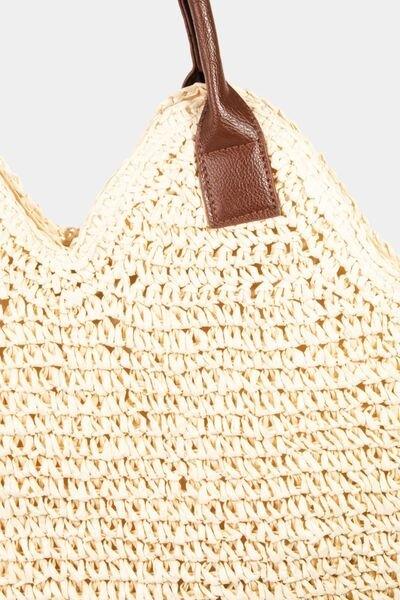 Fame Straw Braided Faux Leather Strap Shoulder Bag - Bona Fide Fashion