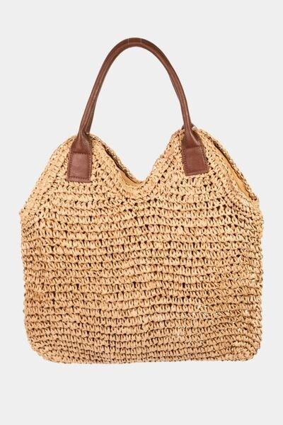 Fame Straw Braided Faux Leather Strap Shoulder Bag - Bona Fide Fashion