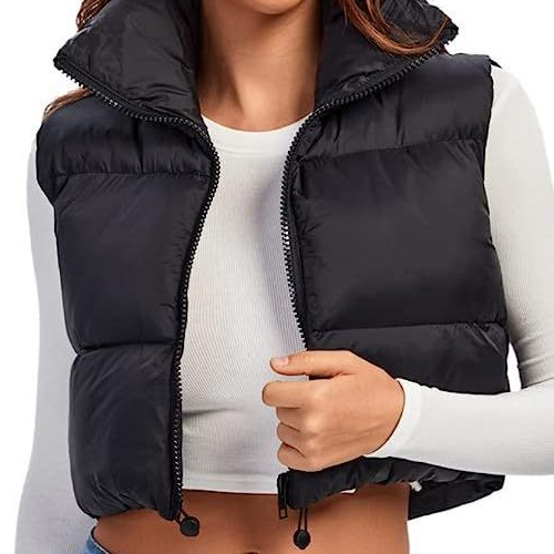 Cropped Stand Collar Puffer Vest  HWWK7NTQPE