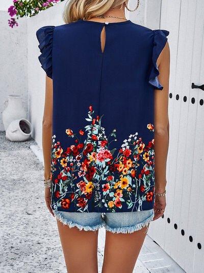 Floral Smocked Cap Sleeve Blouse - Bona Fide Fashion