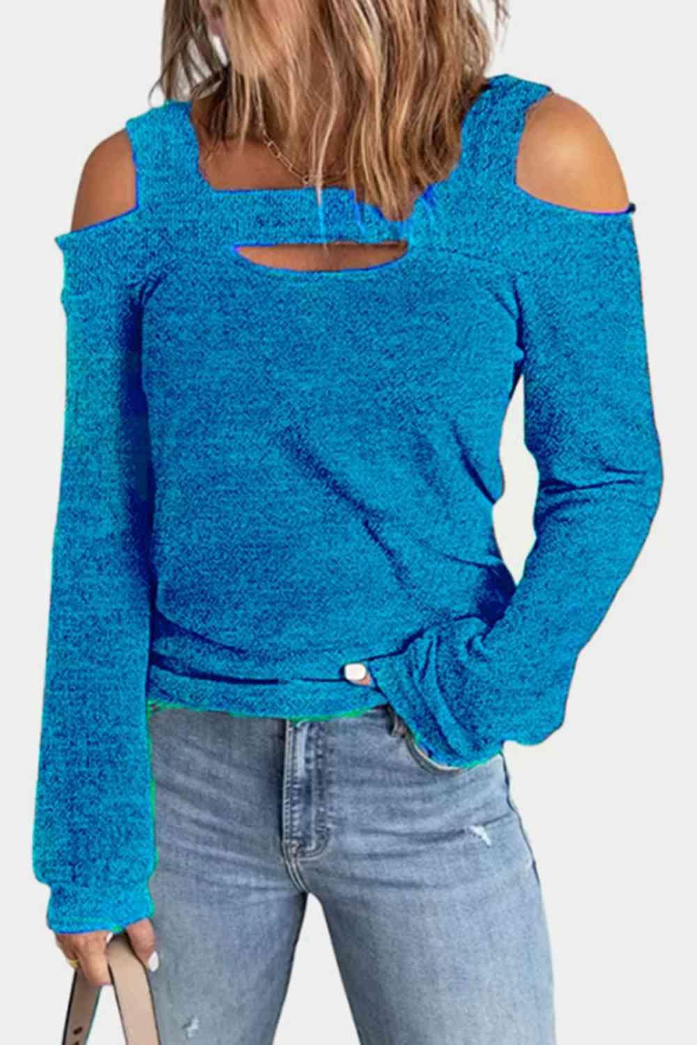 Full Size Cutout Cold Shoulder Blouse - Bona Fide Fashion