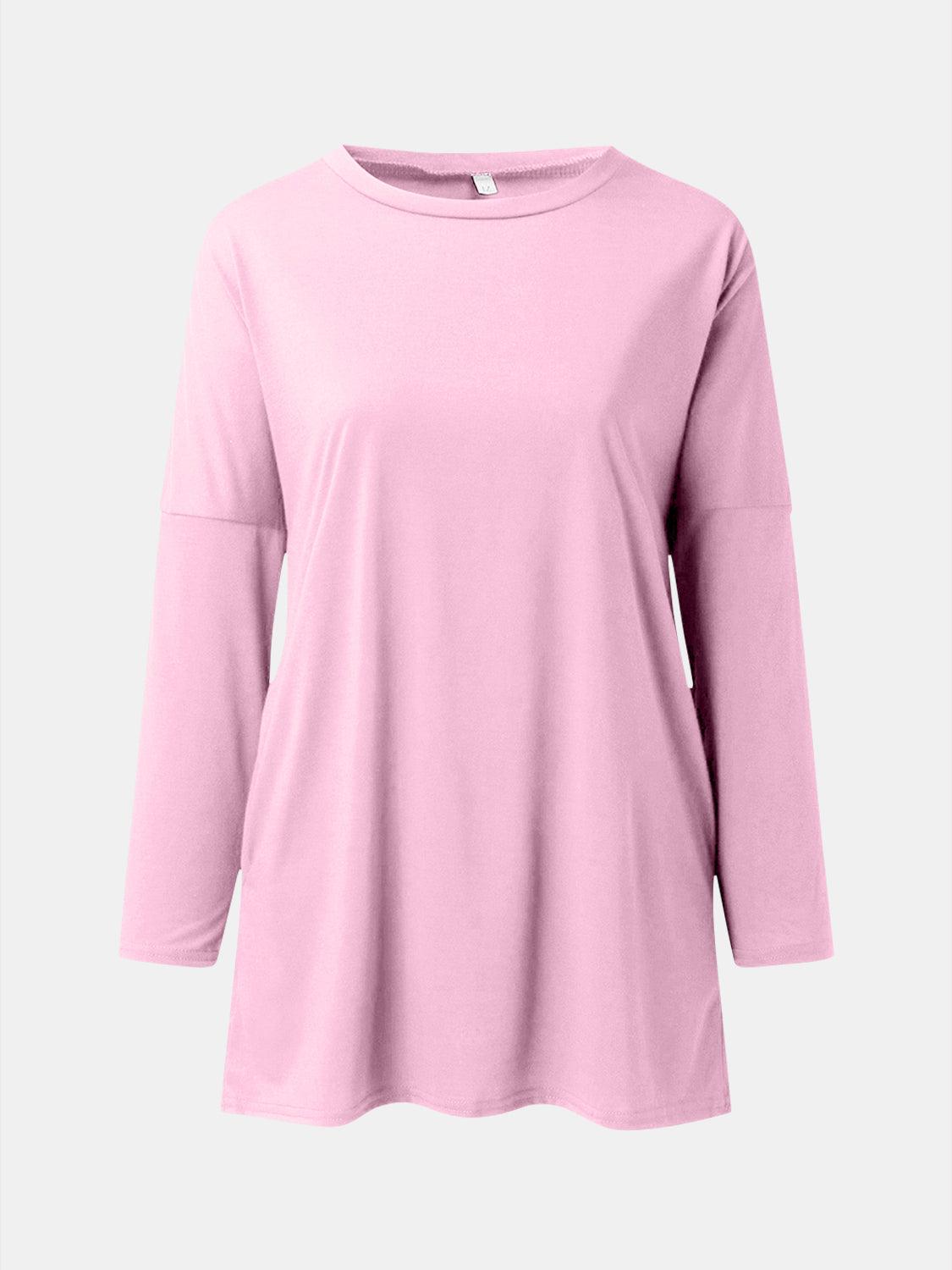 Full Size Round Neck Long Sleeve T-Shirt - Bona Fide Fashion