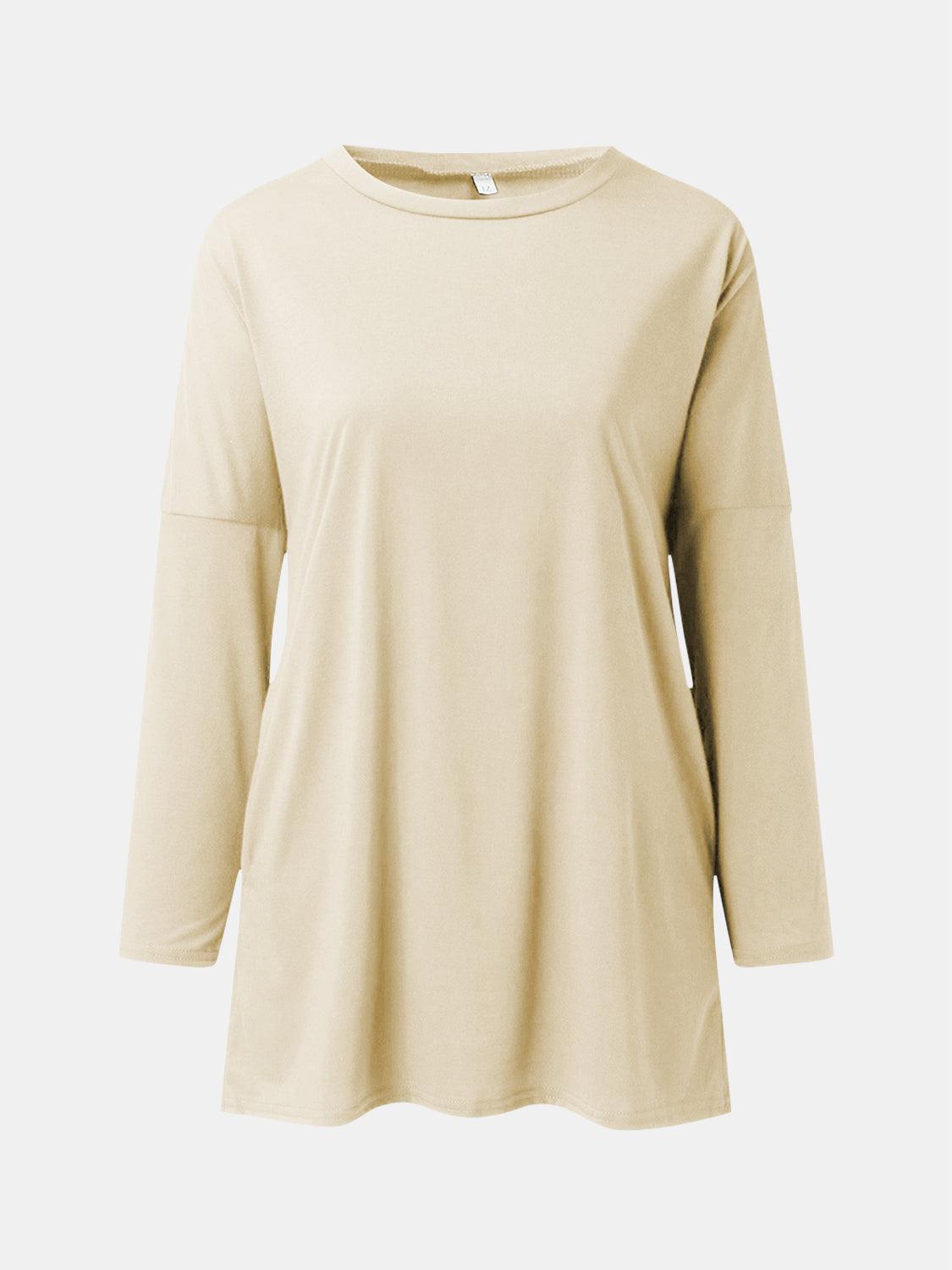 Full Size Round Neck Long Sleeve T-Shirt - Bona Fide Fashion