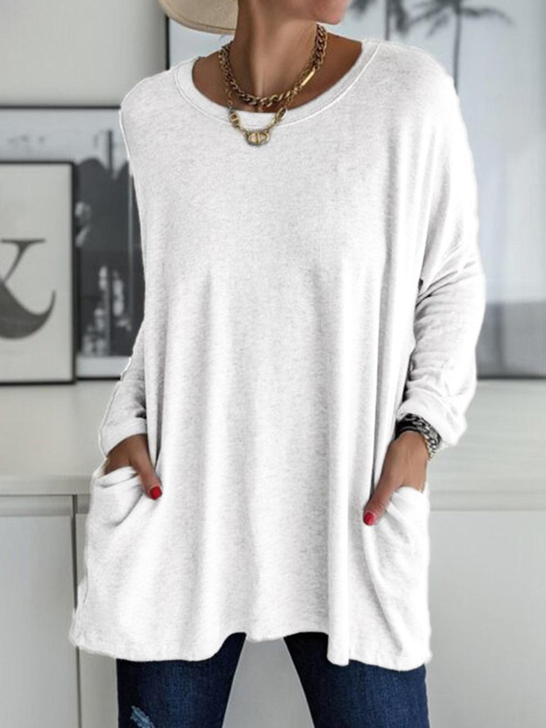 Full Size Round Neck Long Sleeve T-Shirt - Bona Fide Fashion