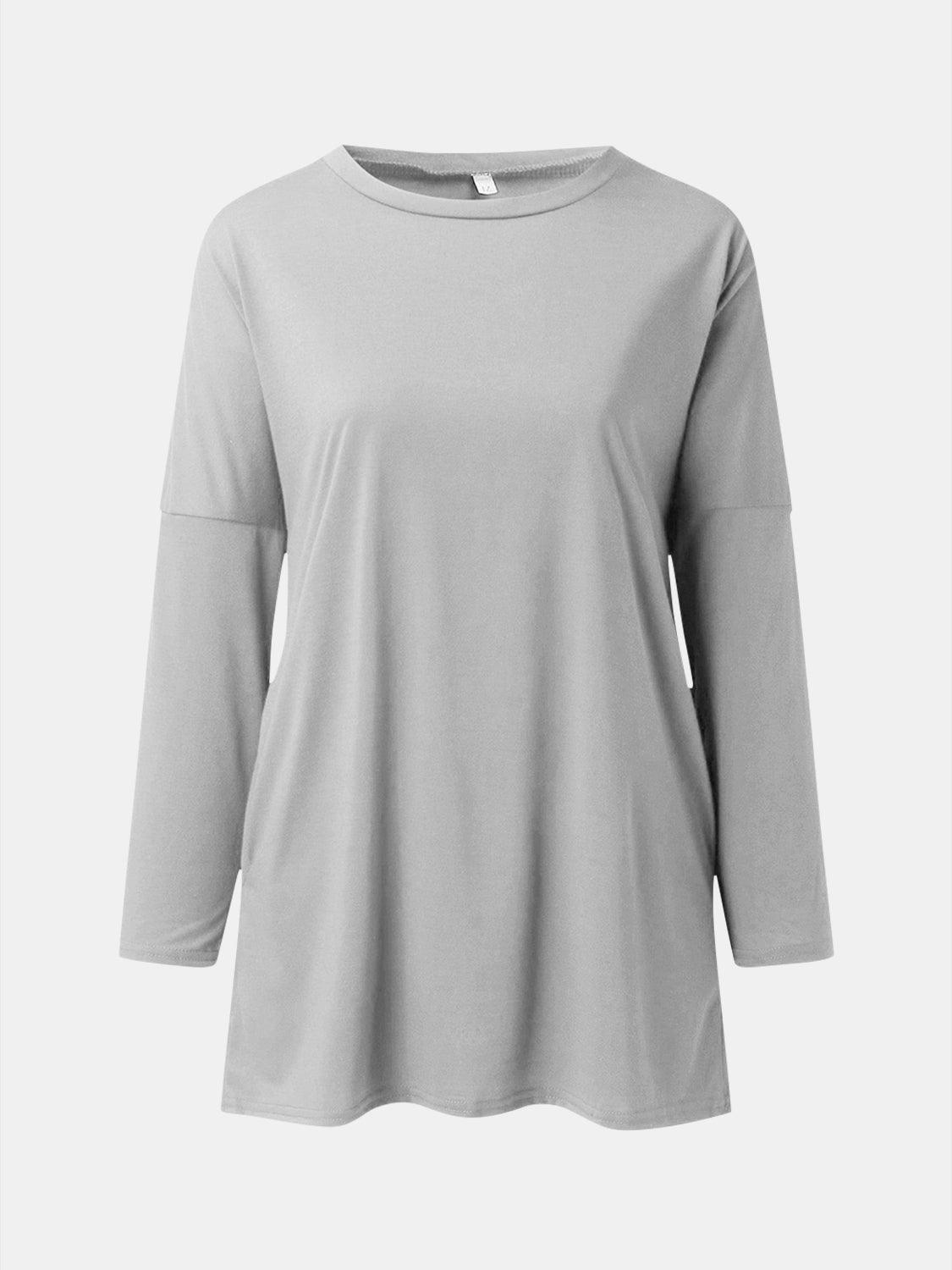 Full Size Round Neck Long Sleeve T-Shirt - Bona Fide Fashion