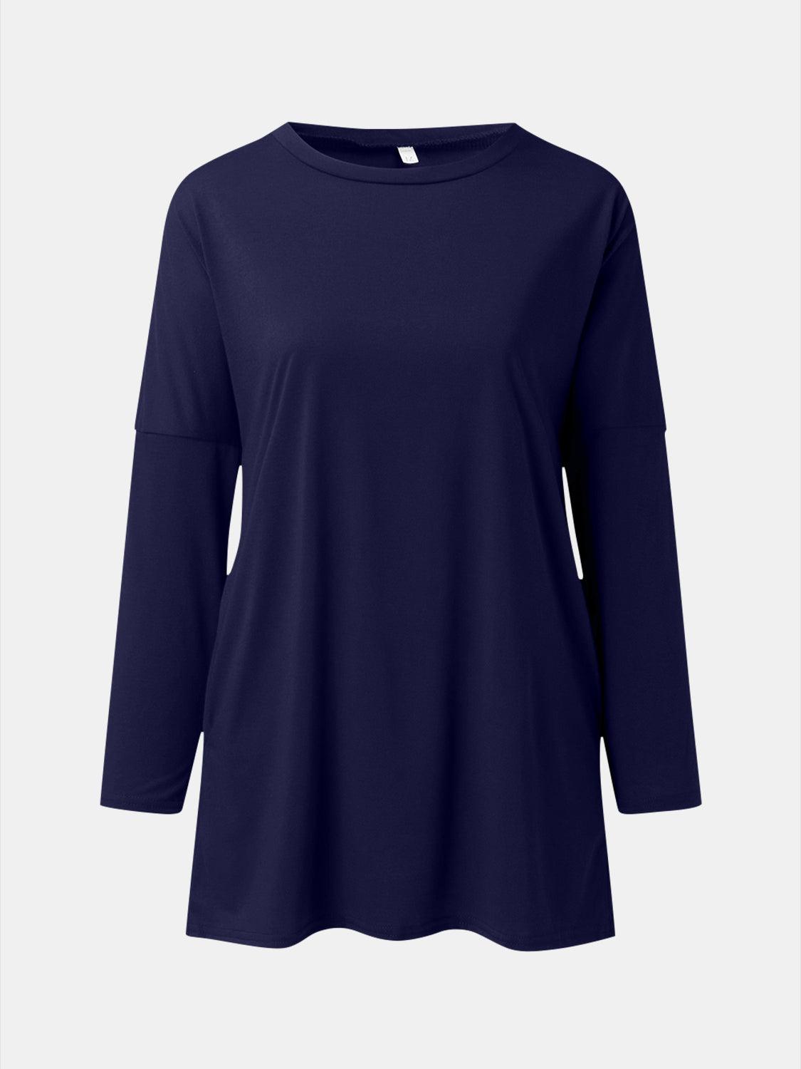 Full Size Round Neck Long Sleeve T-Shirt - Bona Fide Fashion