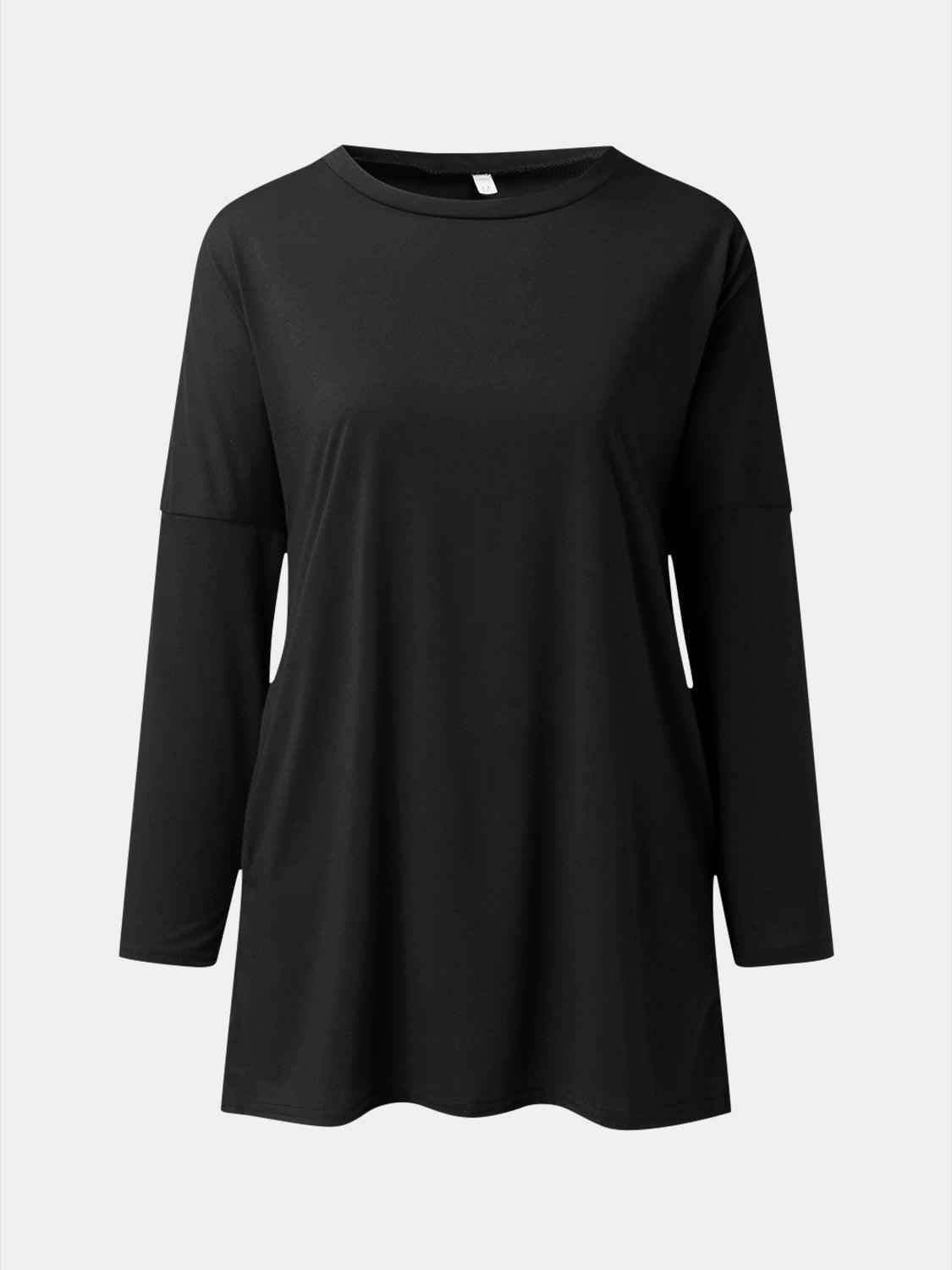 Full Size Round Neck Long Sleeve T-Shirt - Bona Fide Fashion