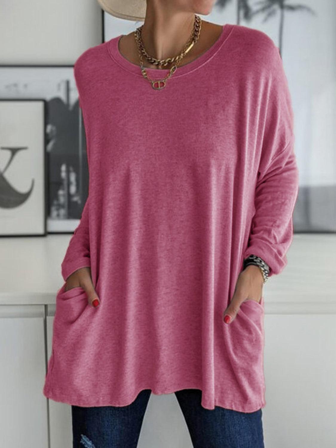 Full Size Round Neck Long Sleeve T-Shirt - Bona Fide Fashion