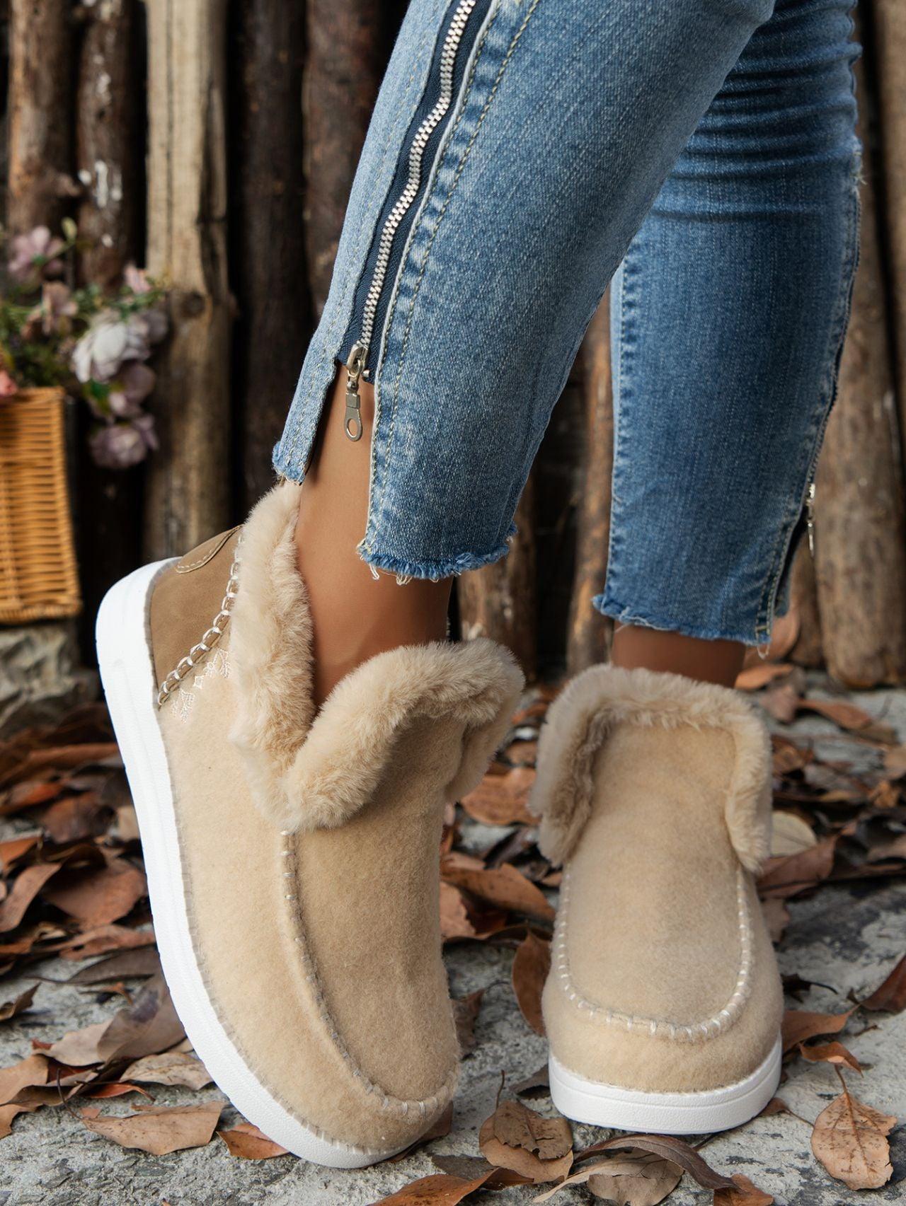 Furry Suede Round Toe Flat Sneakers - Bona Fide Fashion