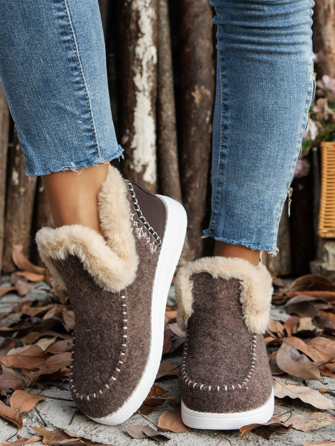 Furry Suede Round Toe Flat Sneakers - Bona Fide Fashion